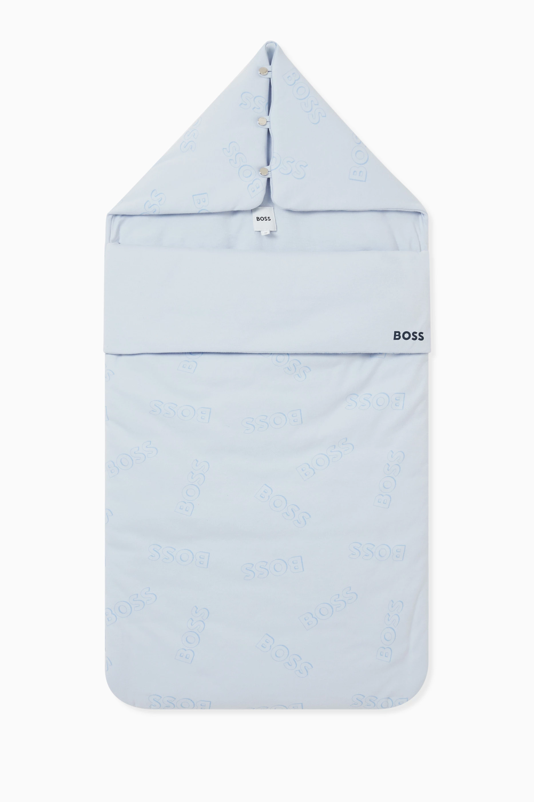 Buy BOSS Kidswear Blue Logo Print Sleeping Bag in Cotton for Baby Boys in UAE Ounass
