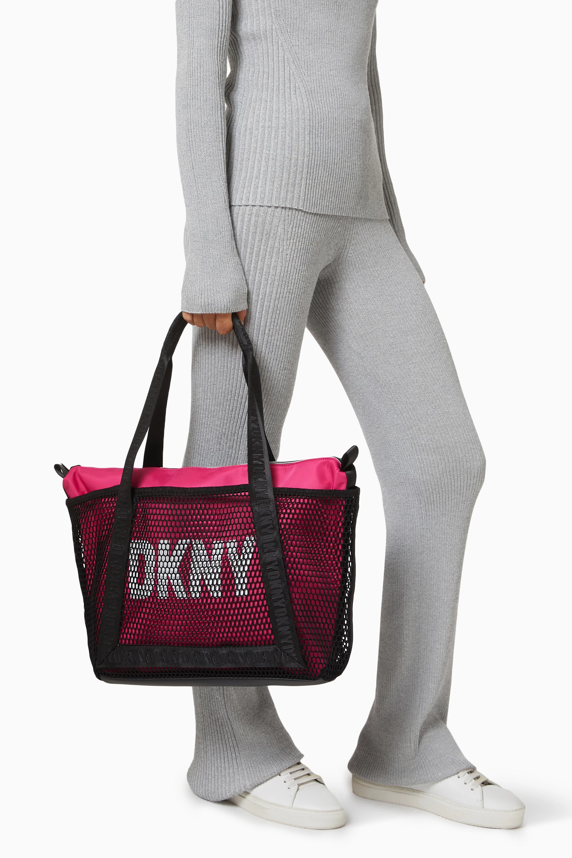 Buy DKNY Black Logo Tote Bag in Mesh for Girls in UAE Ounass