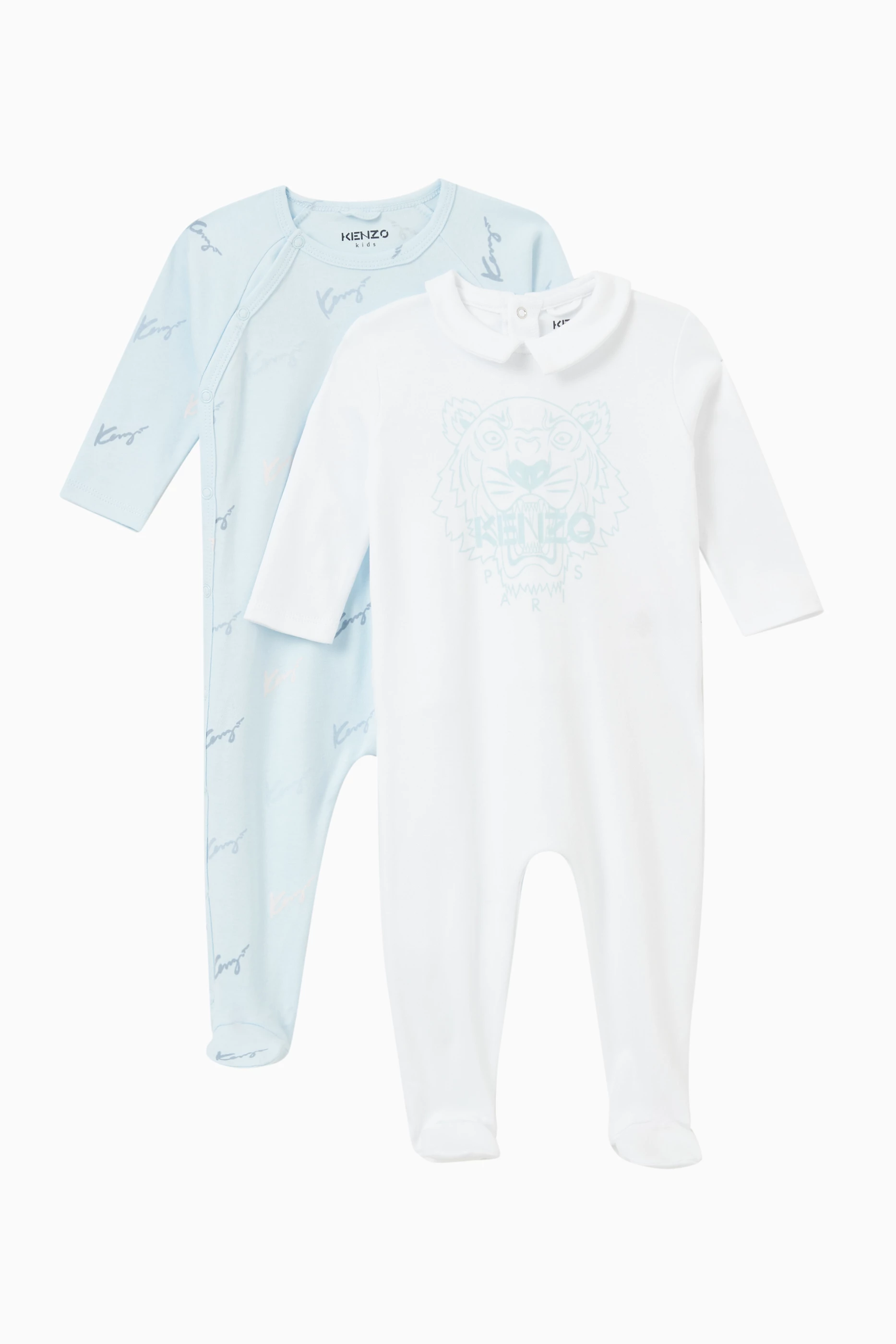 Buy KENZO KIDS Blue Logo Bodysuit in Cotton Set of 2 for Baby