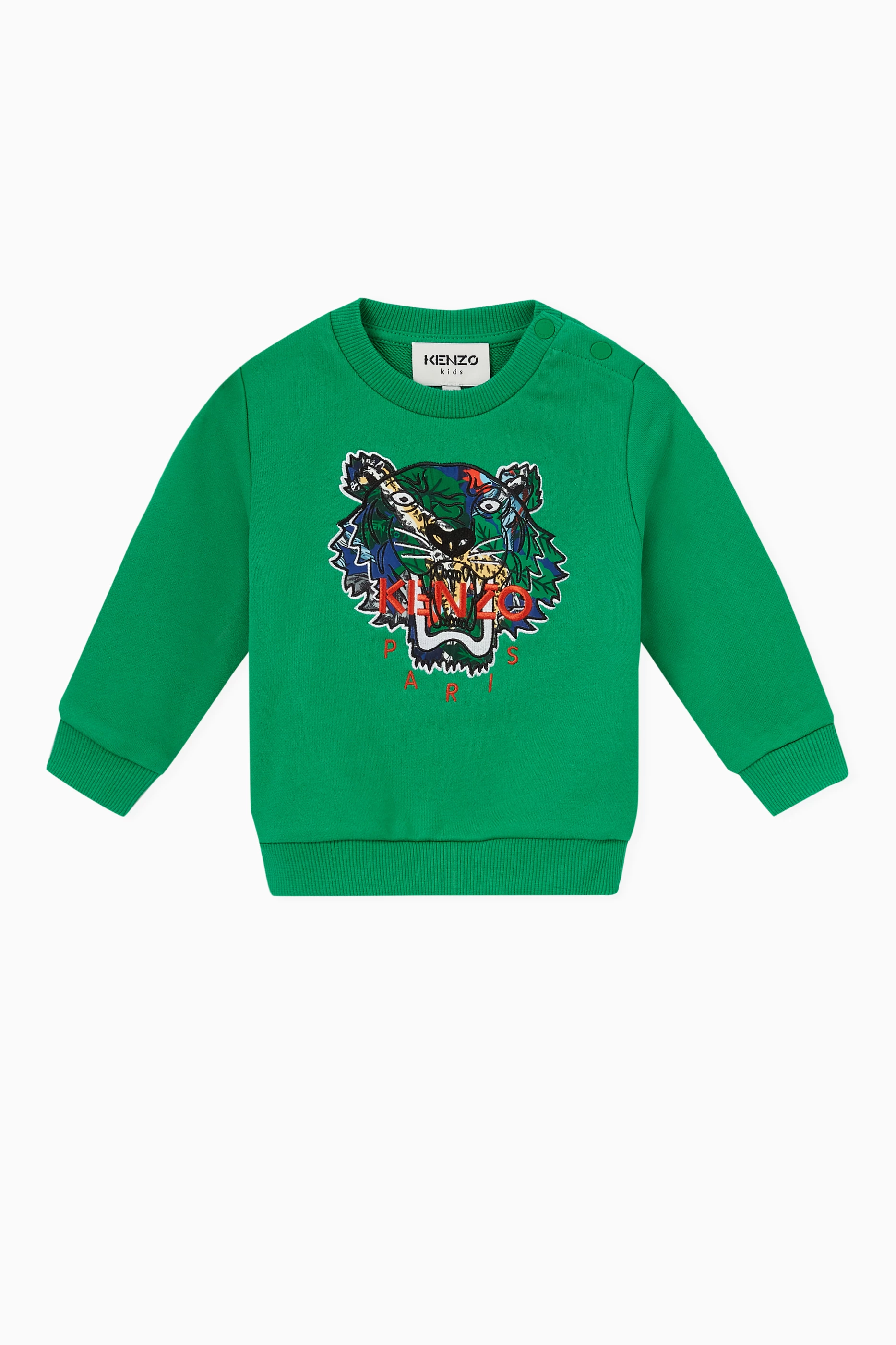 Buy KENZO KIDS Green Tiger Print Sweatshirt in Cotton for Baby