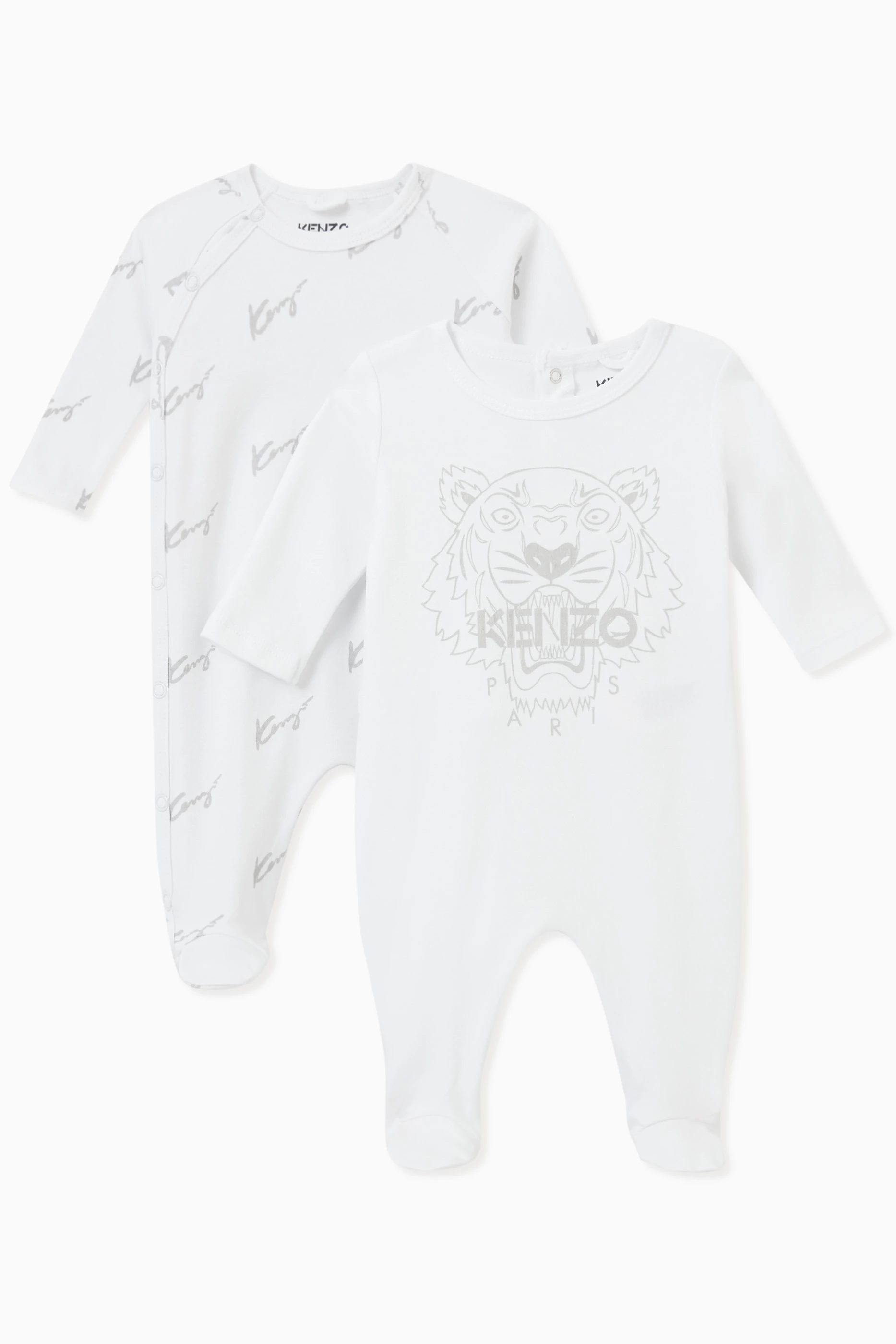 Buy KENZO KIDS White Tiger Sleepsuits in Cotton Set of 2 for