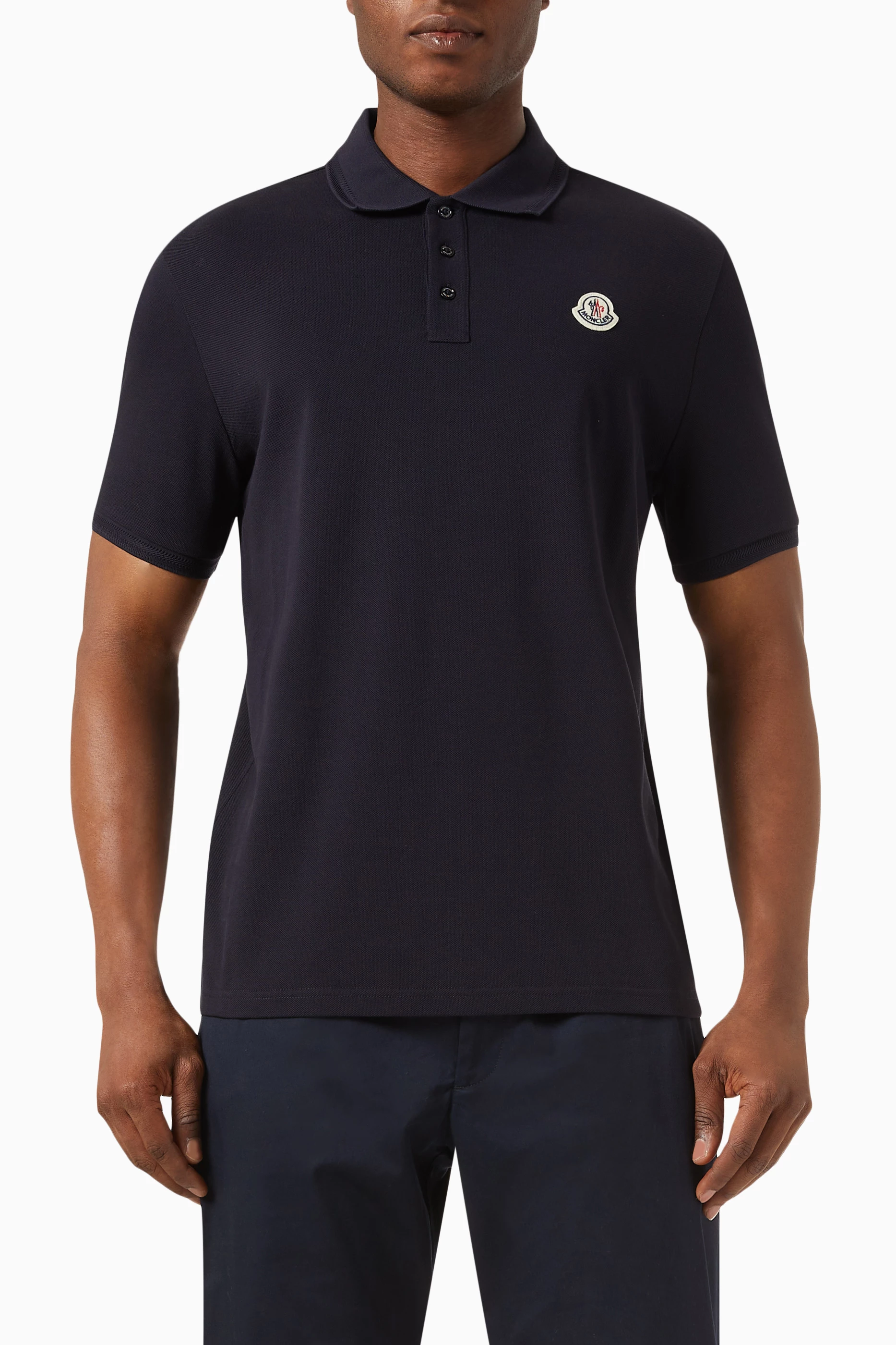 Buy Moncler Black Logo Polo Shirt in Cotton Piqu for Men in UAE