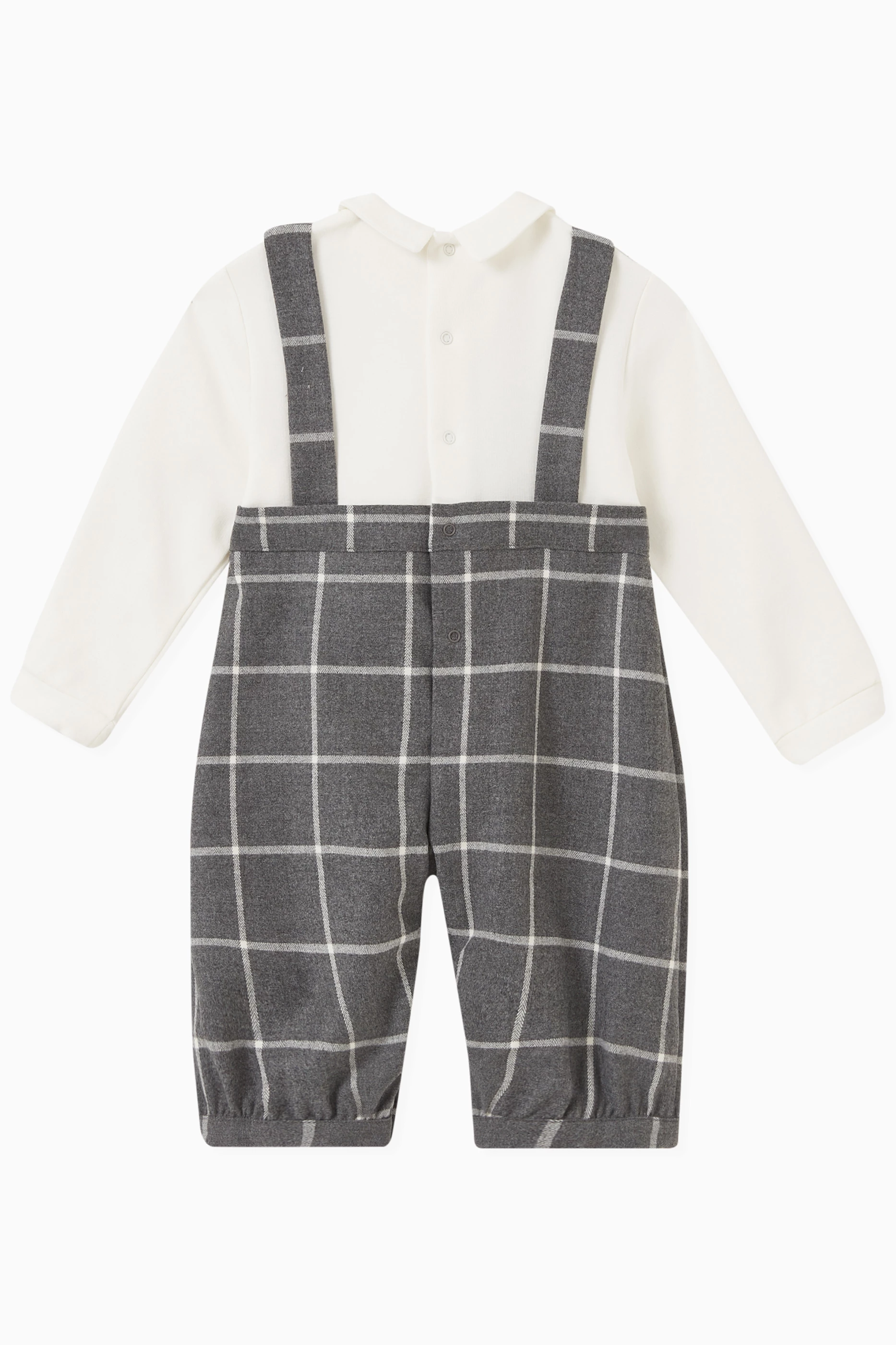 Black and white checked dungarees 2025