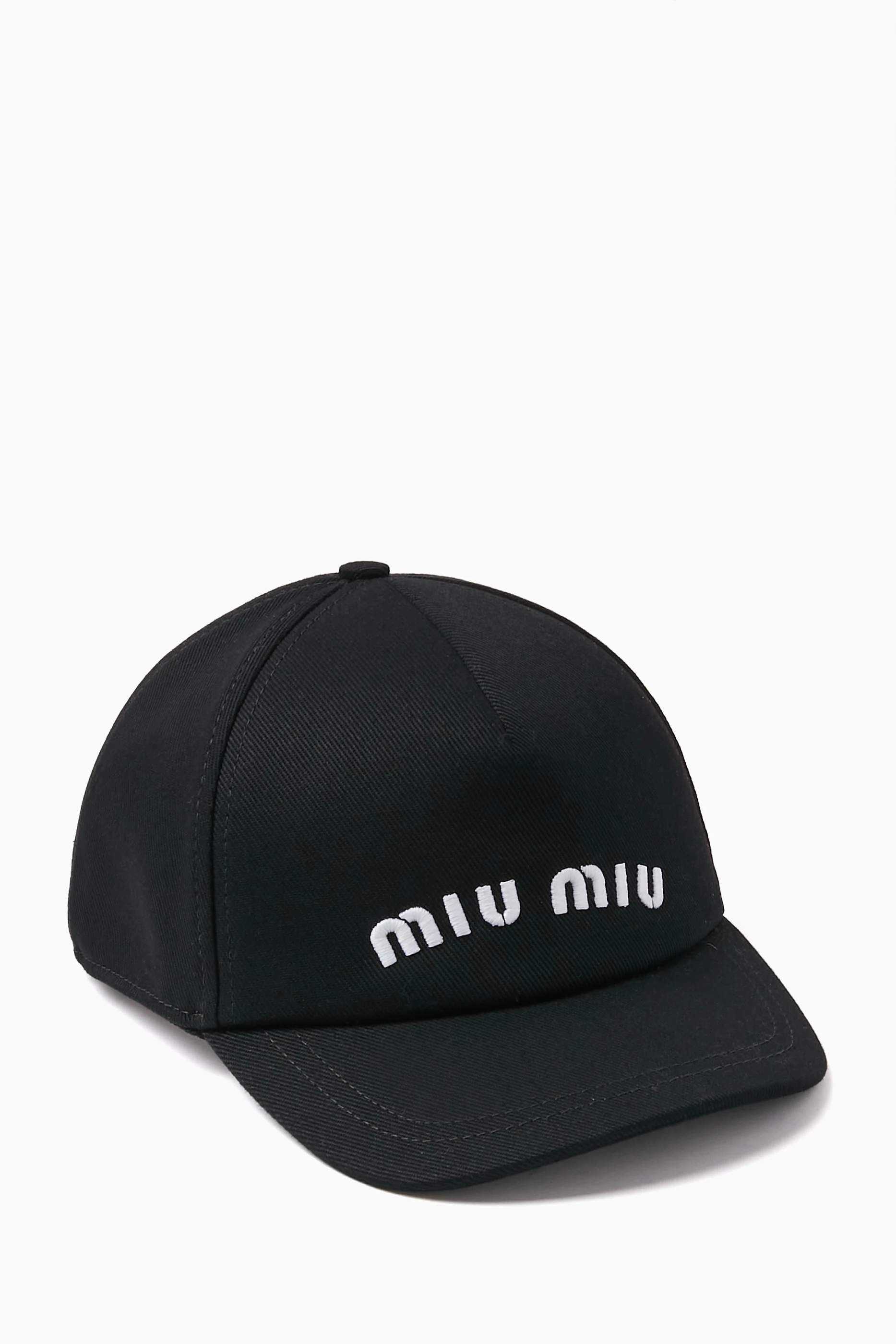 Buy Miu Miu Black Logo Baseball Cap in Cotton for Women in UAE Ounass