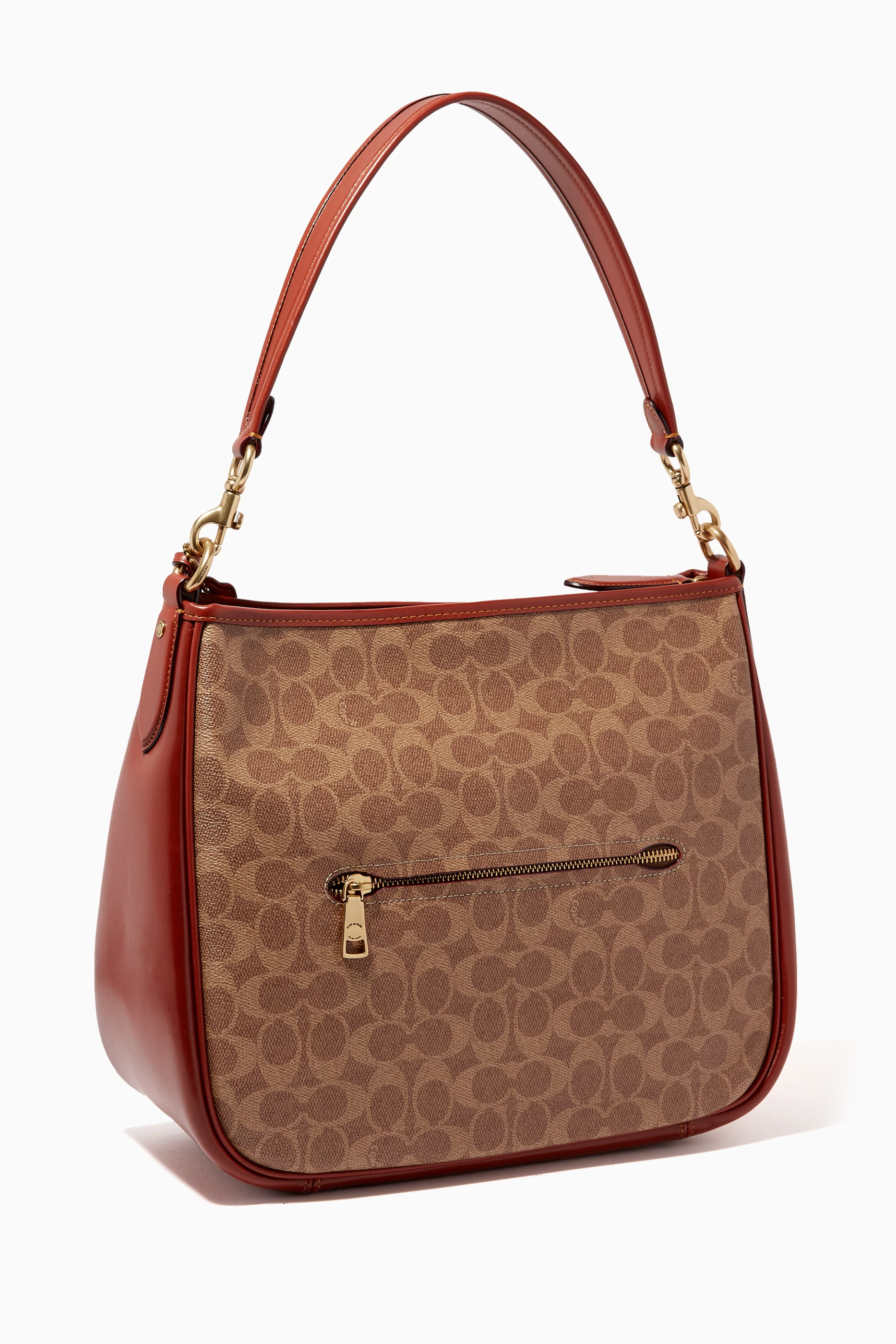 Buy Coach Brown Cary Signature print Shoulder Bag in Coated canvas