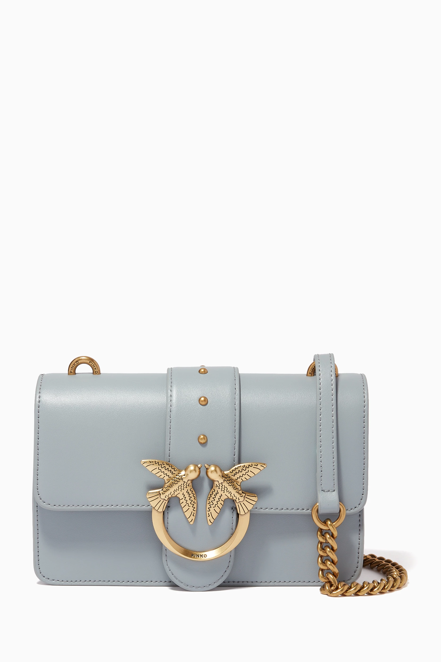 Buy PINKO Grey Mini Love Icon Bag in Leather for Women in UAE Ounass