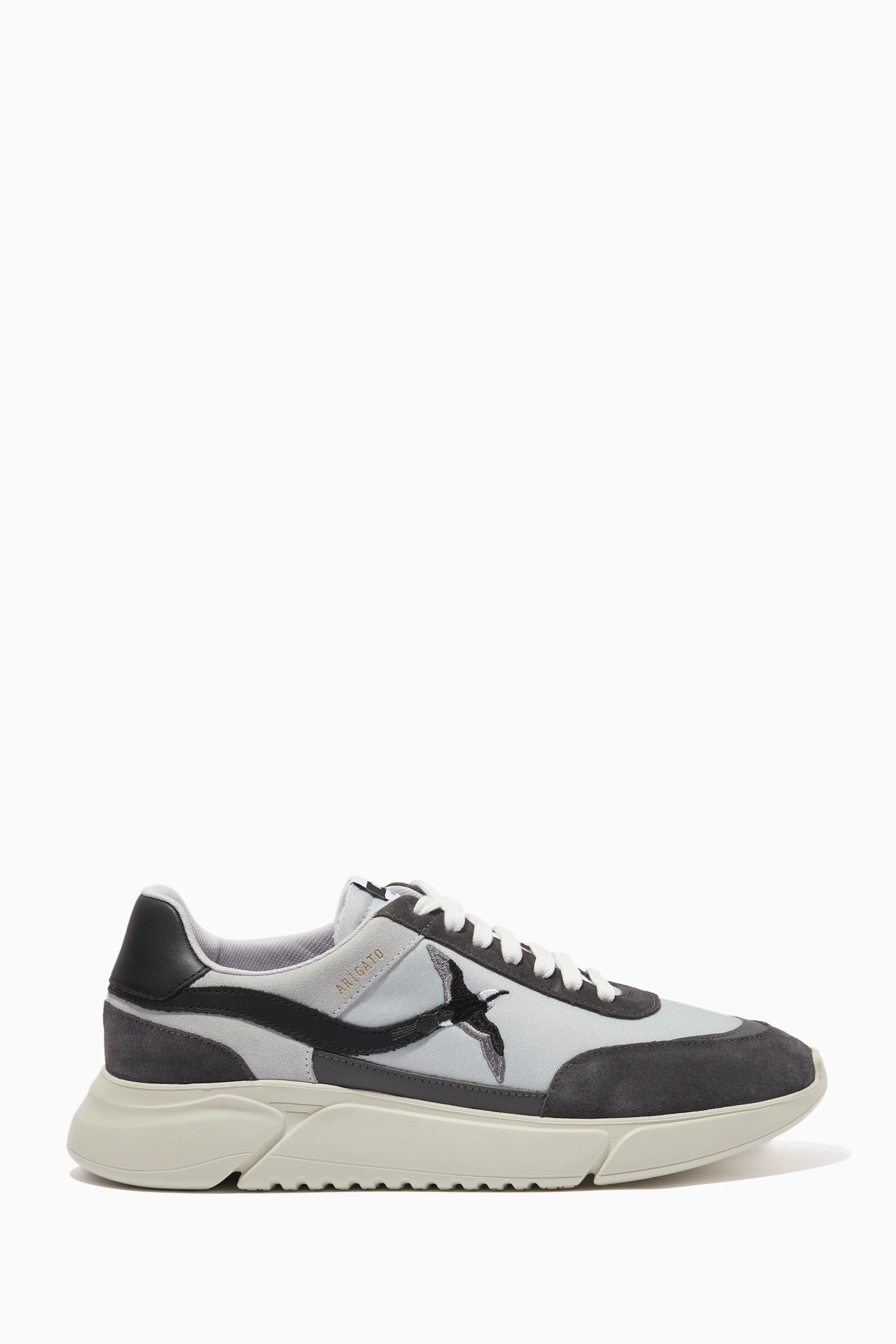 Buy Axel Arigato Grey Genesis Stripe Bee Bird Sneakers in Leather