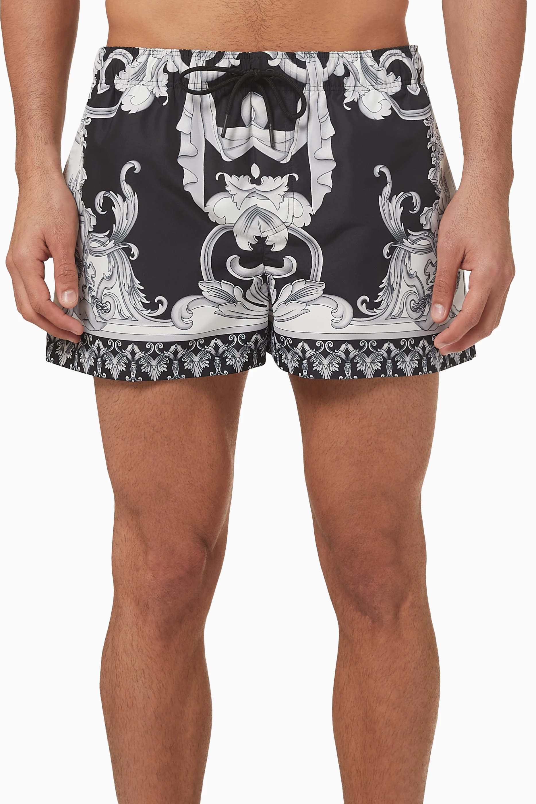 Buy Versace Black Baroque Print Swim Shorts for Men in UAE Ounass
