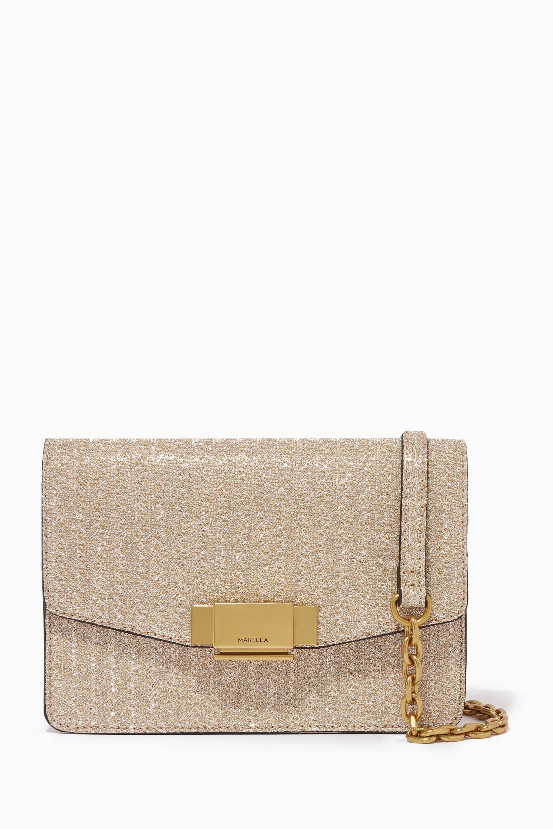 Buy Marella Gold Small Crossbody Bag in Metallic Lurex for Women in UAE Ounass