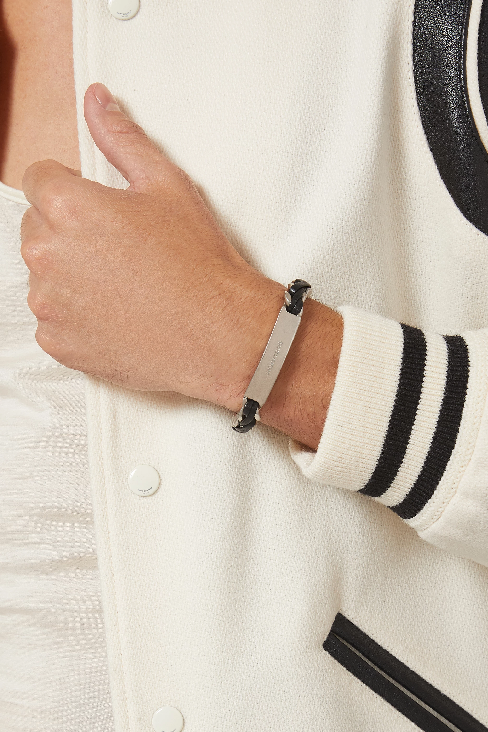 Leather online chain bracelet