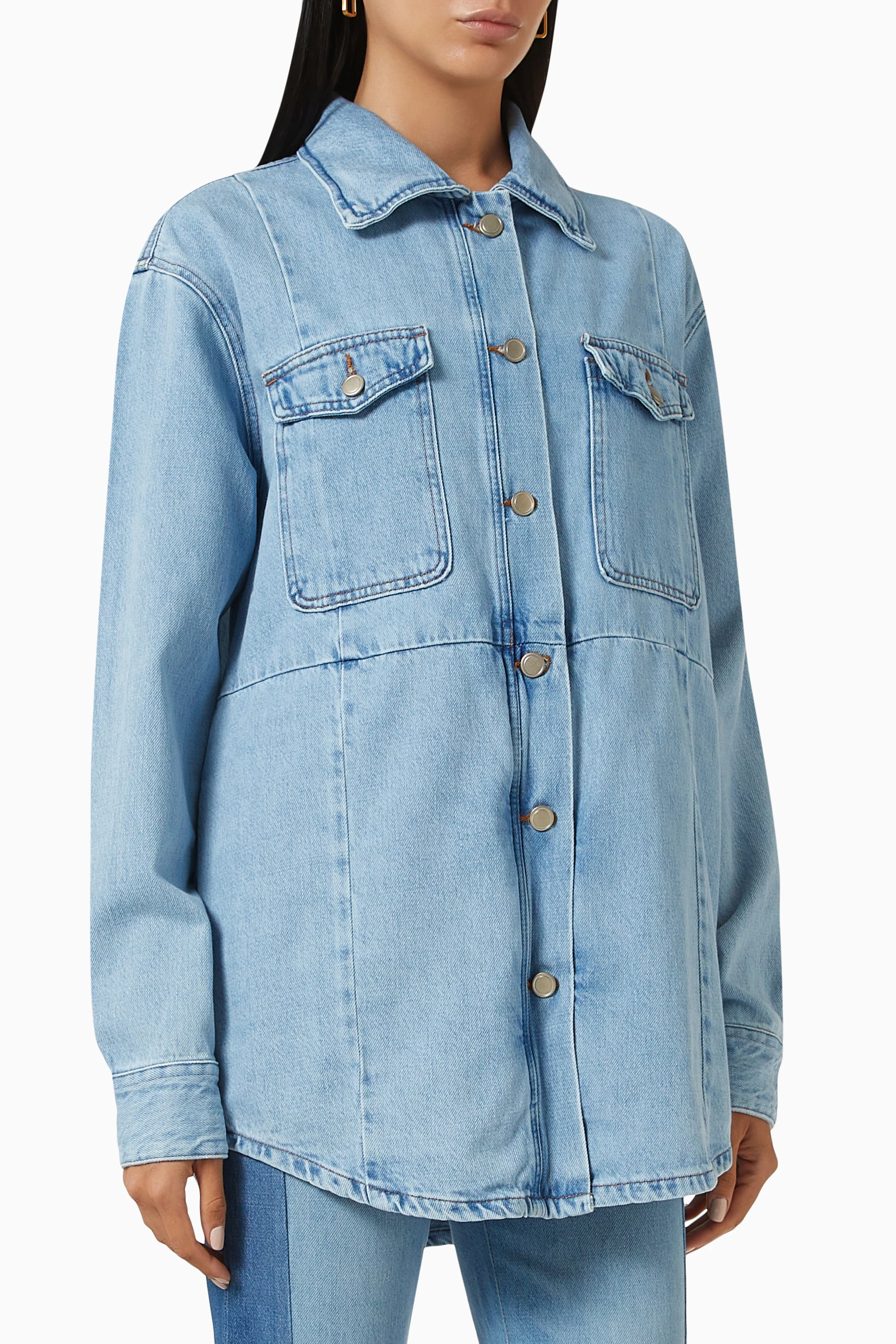 Buy Good American Blue Redesign Shacket in Denim for Women in UAE