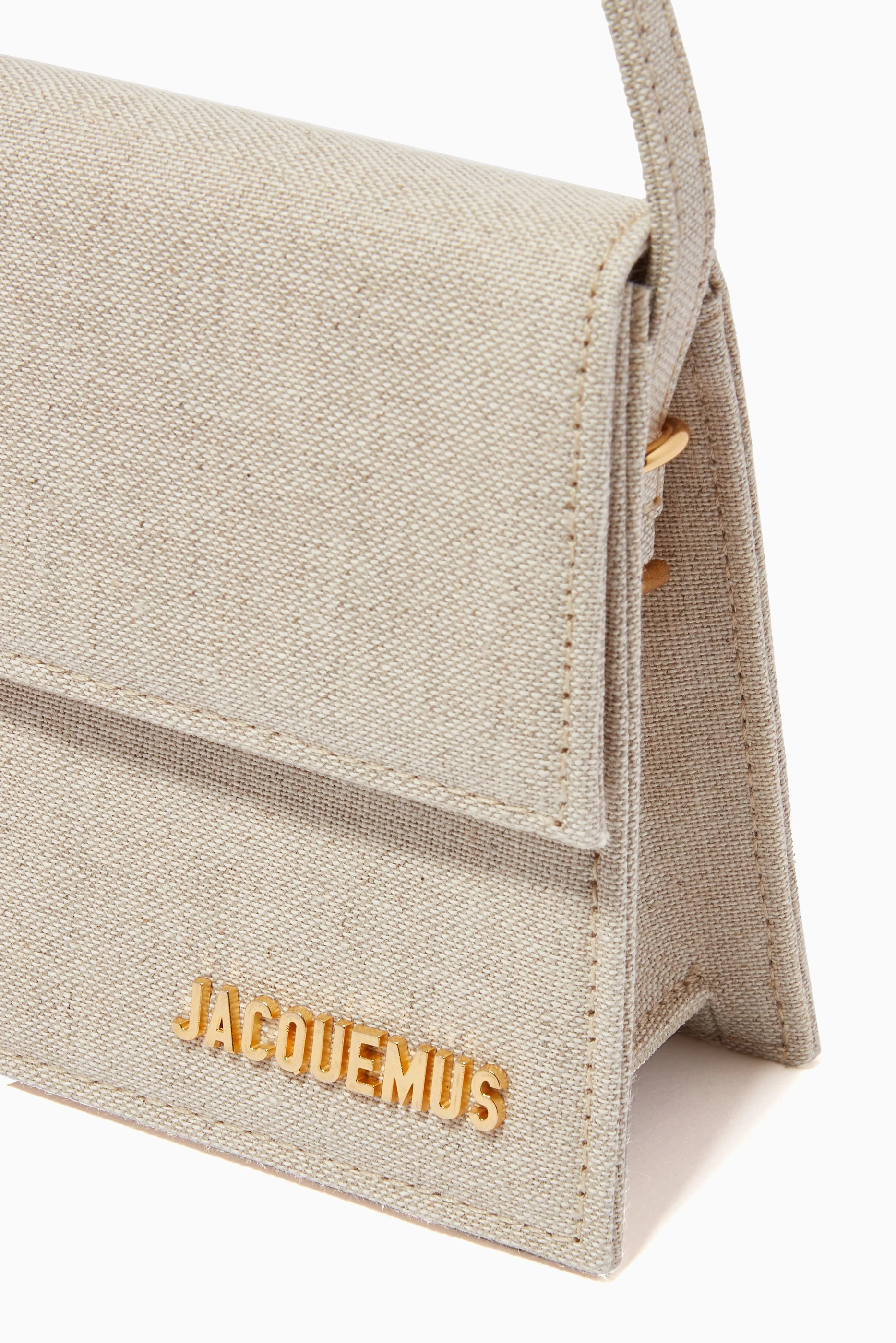 Buy Jacquemus Neutral Le Bambino Long Flap Bag in Linen for Women