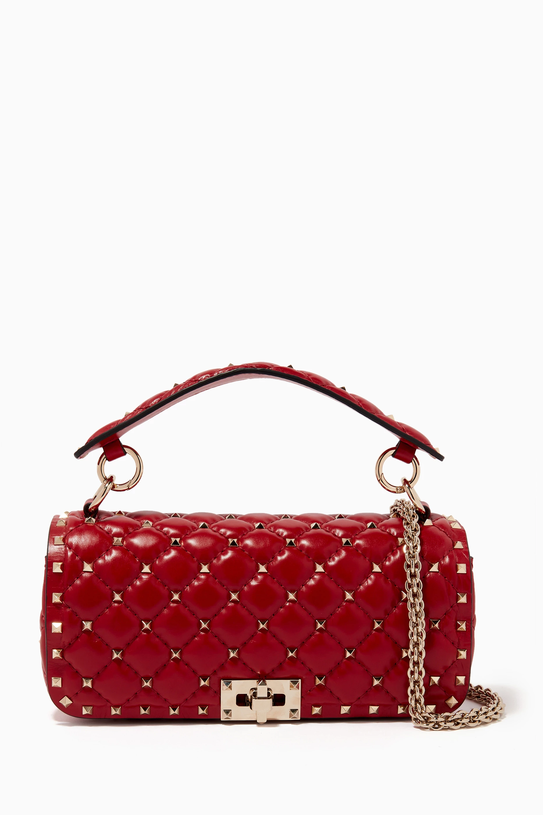 Rockstud spike velvet clutch bag Valentino Garavani Red in Velvet - 34737843