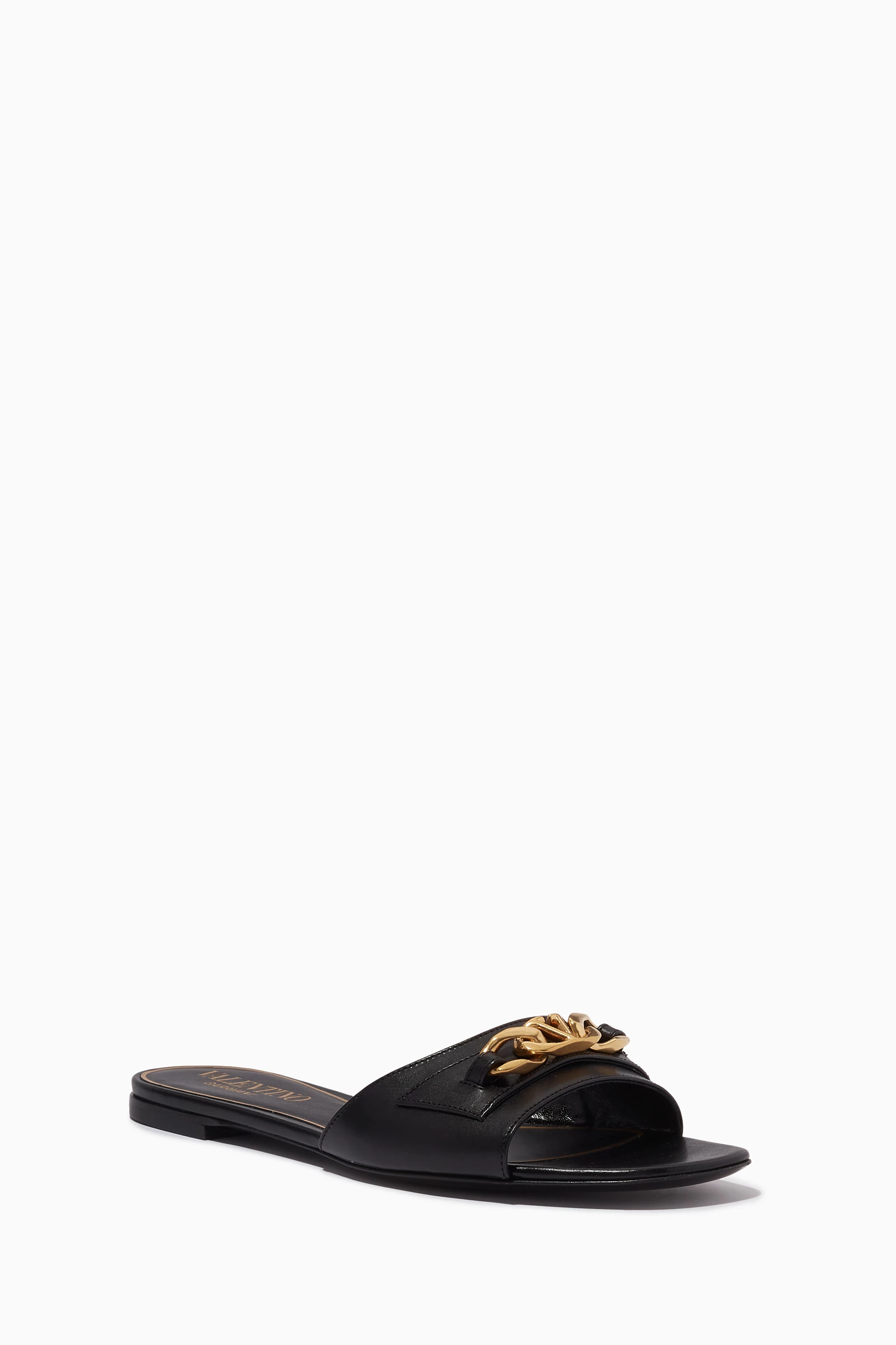 Buy Valentino Garavani Black Valentino Garavani VLOGO Chain Slide