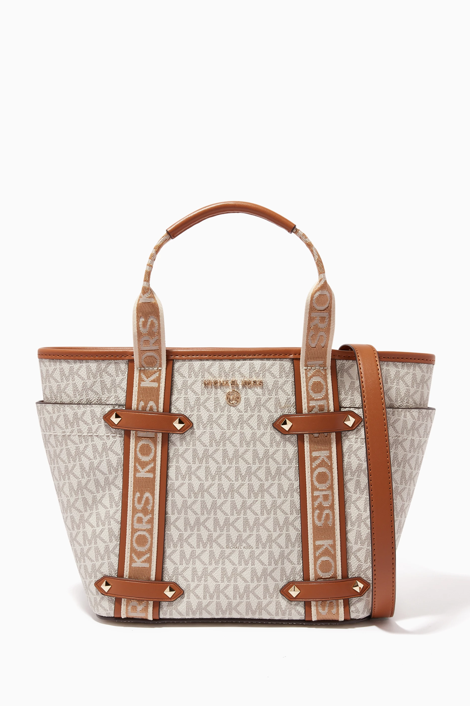 Buy Michael Kors White Small Maeve Tote Bag in Logo Canvas for WOMEN in UAE