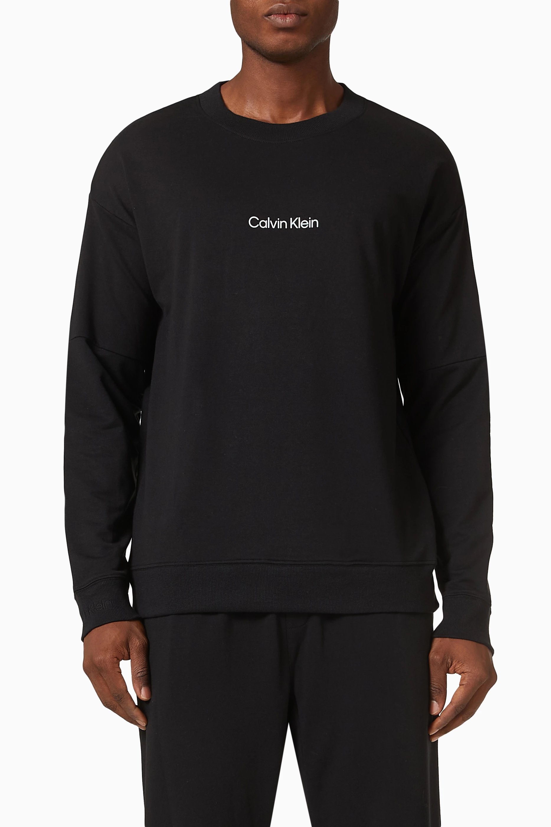 Calvin klein black sale crew neck sweatshirt