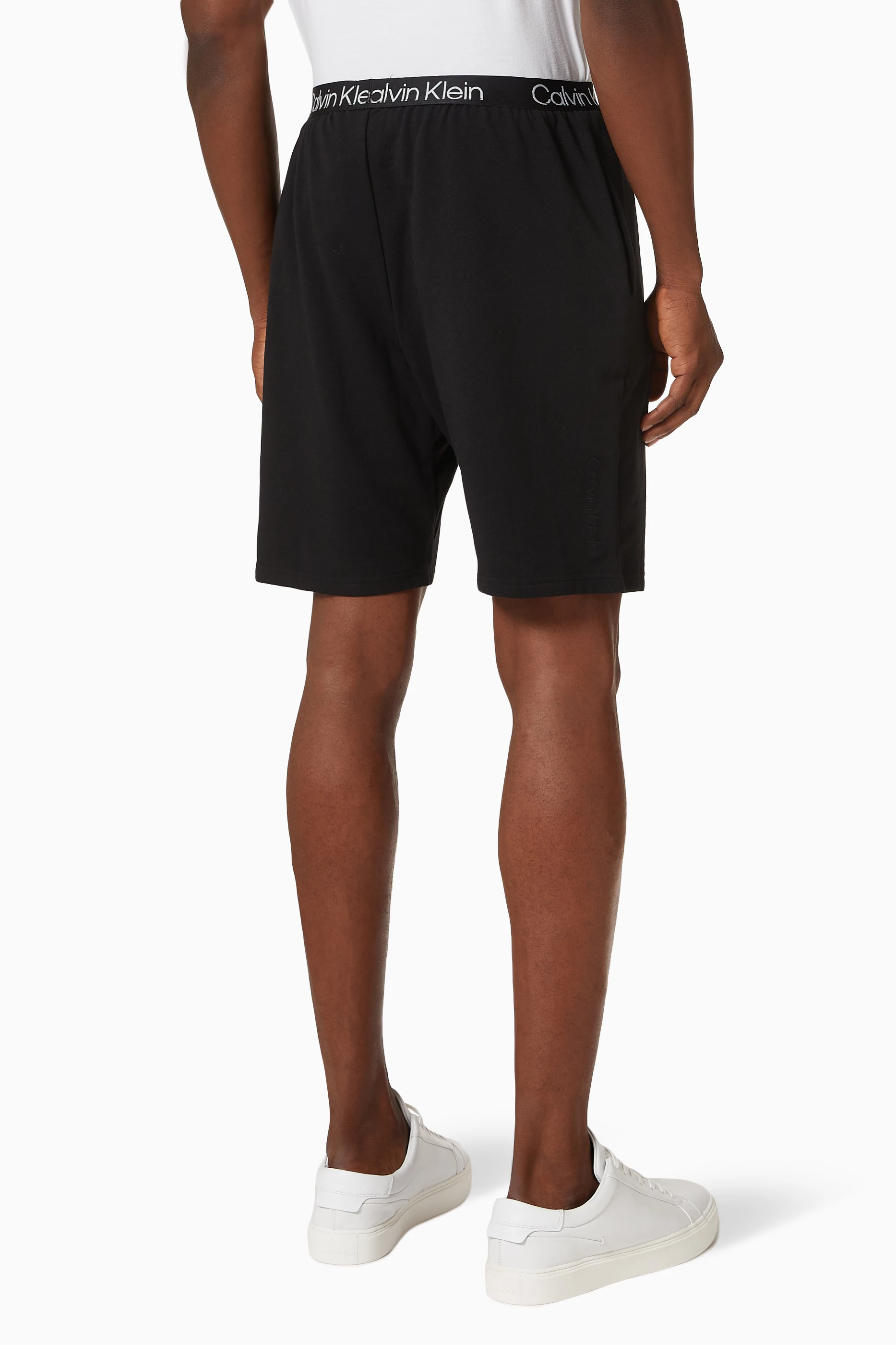 Buy Calvin Klein Black Modern Structure Lounge Shorts in Cotton