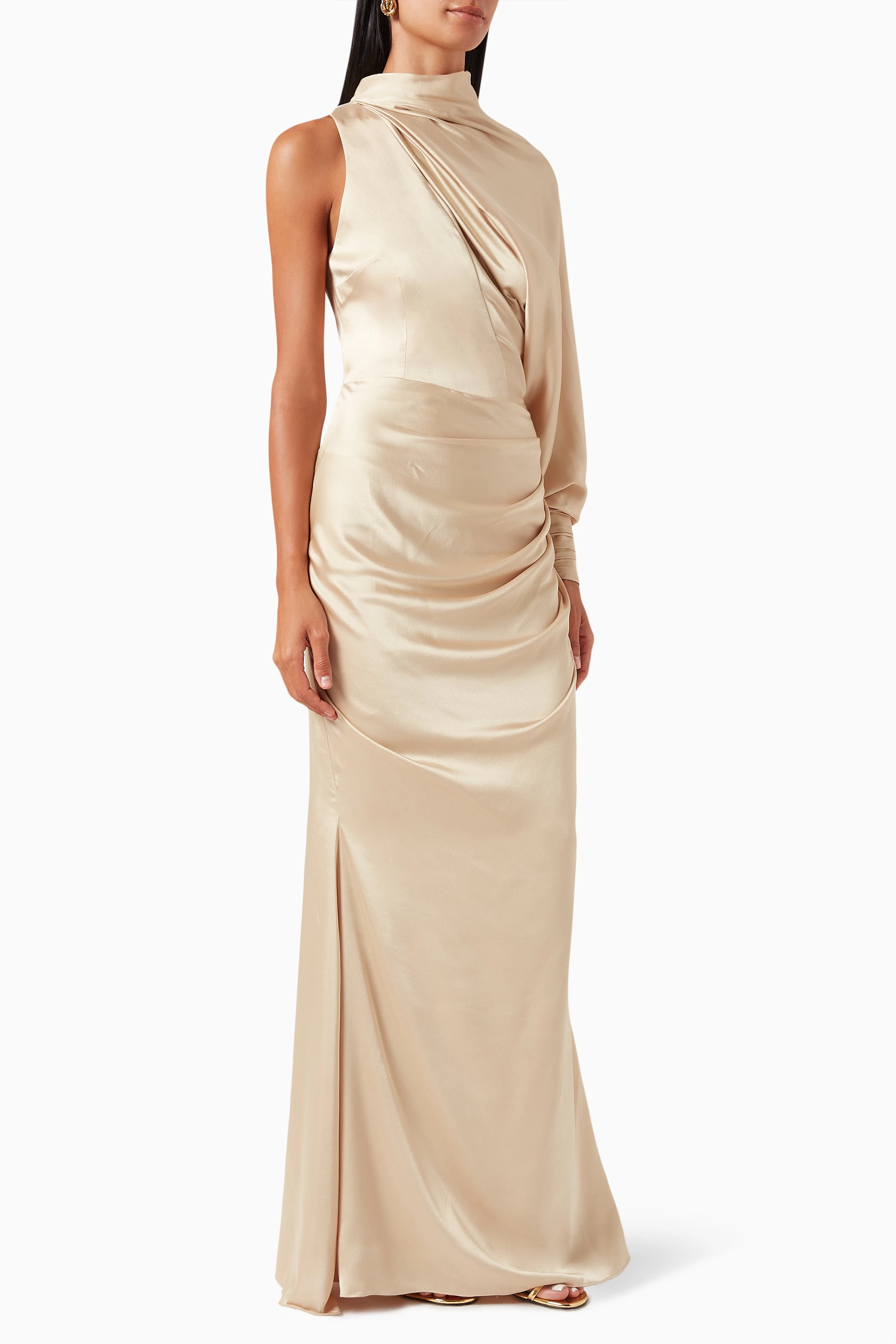 One shoulder deals crepe dress
