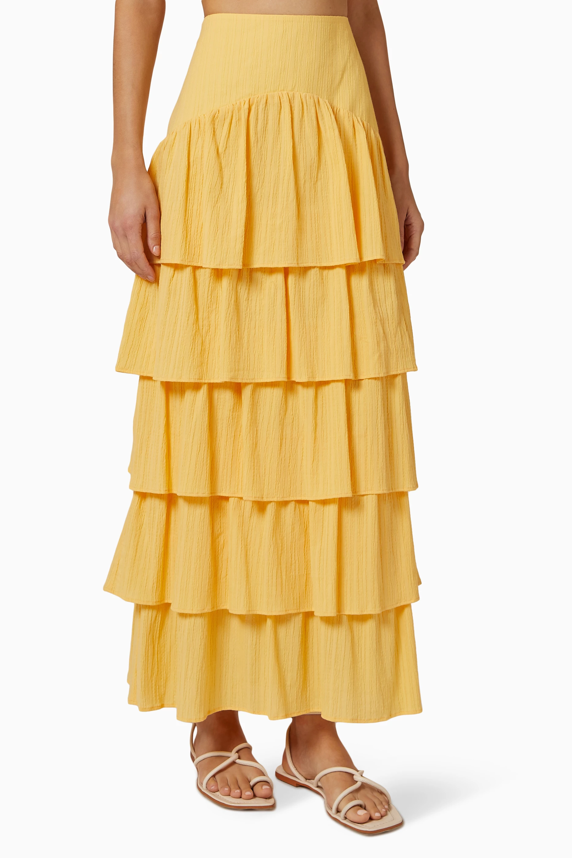 Buy Significant Other Yellow Arwyn Maxi Skirt in Cotton Blend for