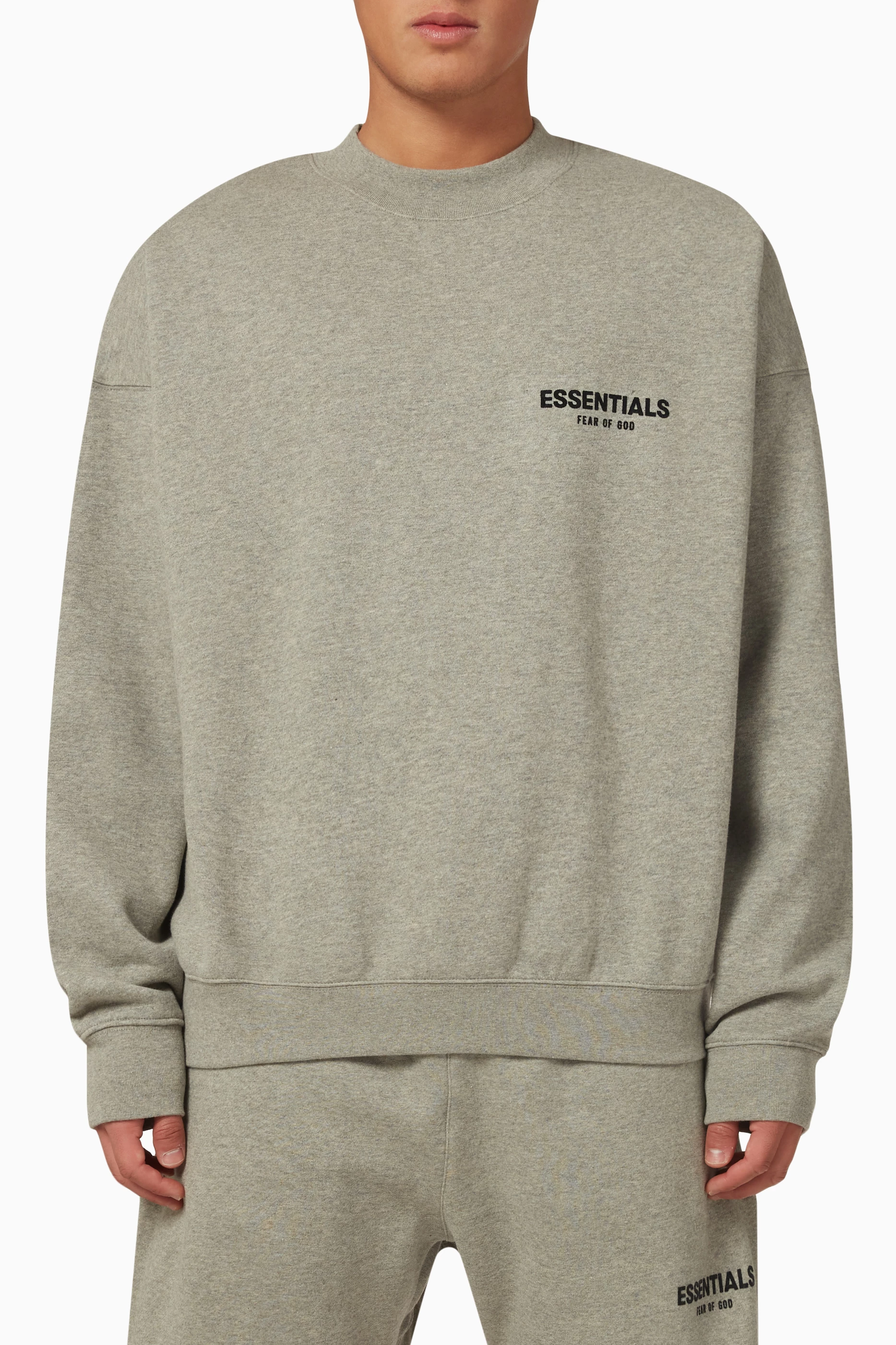 fear of god essentials cotton blend crewneck sweatshirt