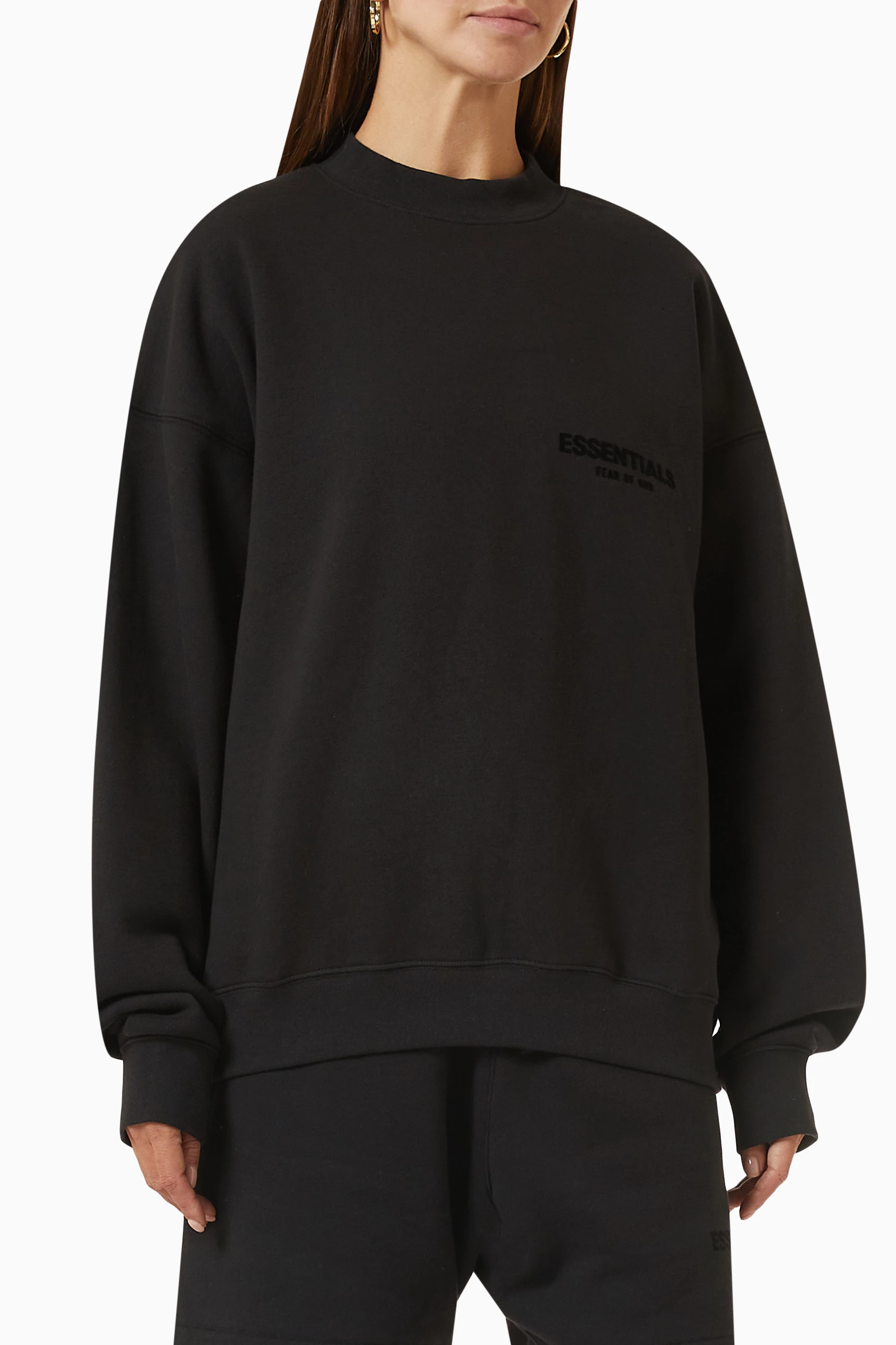 Buy Fear of God Essentials Black Essentials Crewneck Sweatshirt in