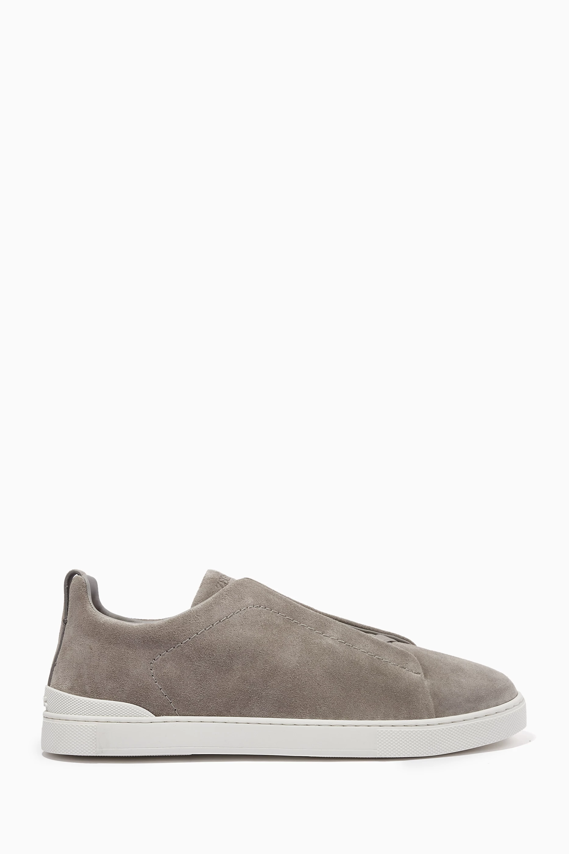 Buy Zegna Grey Triple Stitch Sneakers in Suede for Men in UAE