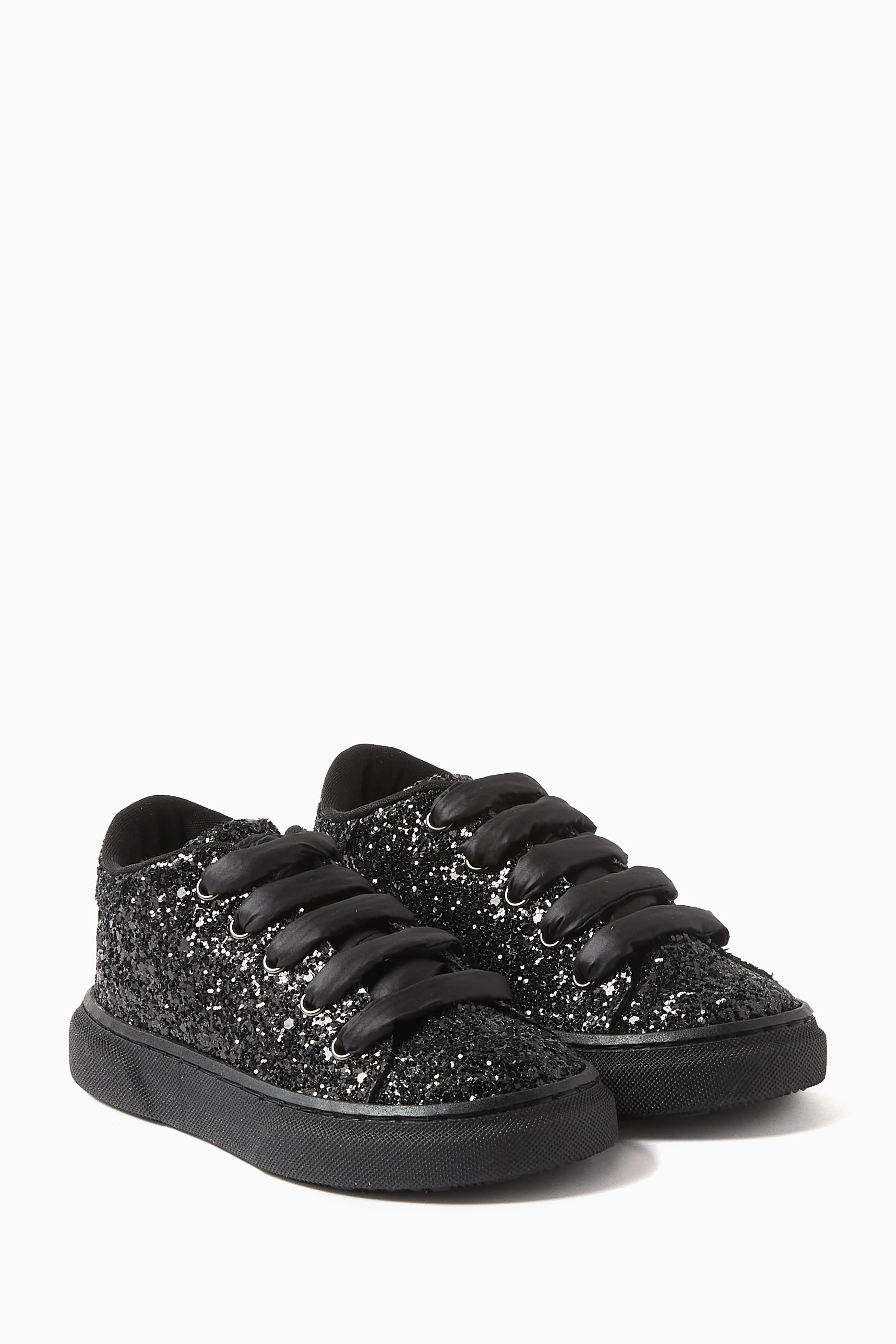 Buy Babywalker Black Glitter embellished Sneakers for Girls in UAE