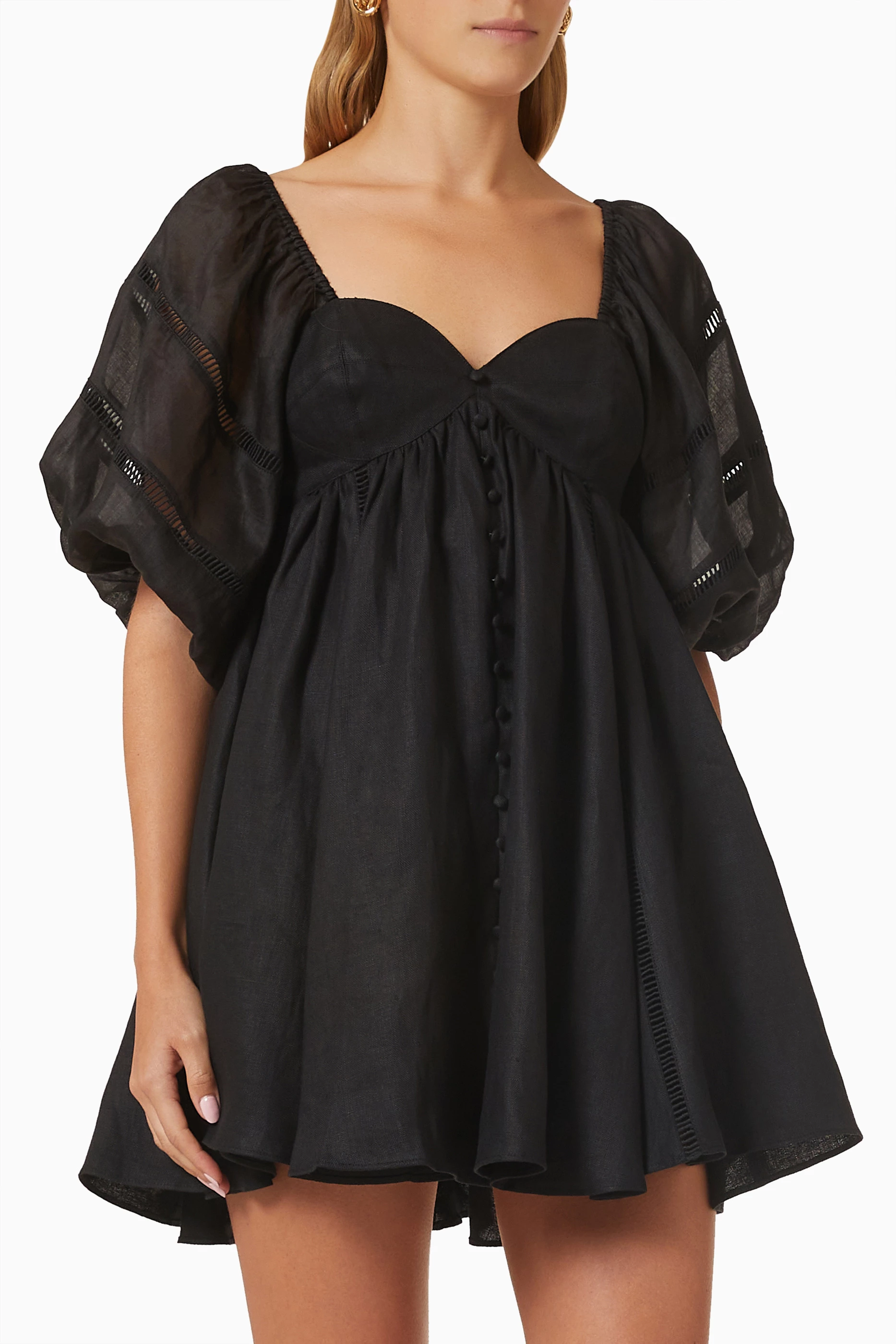 Buy Faithfull The Brand Black Morissa Mini Dress in Linen for Women in UAE  | Ounass
