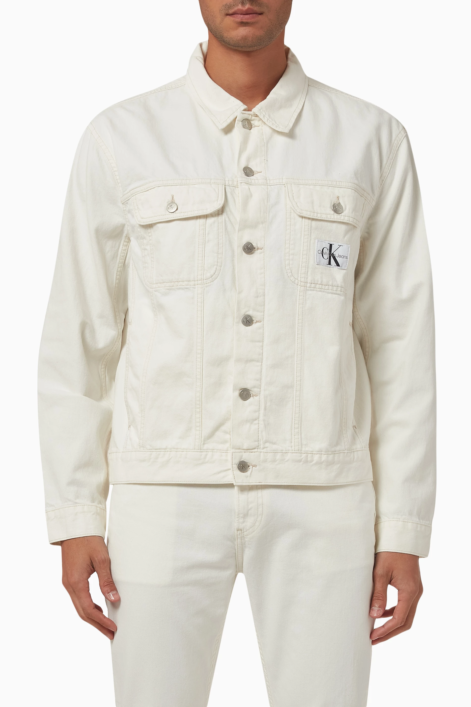 Buy Calvin Klein Jeans White 90 s Fit Denim Jacket in Organic