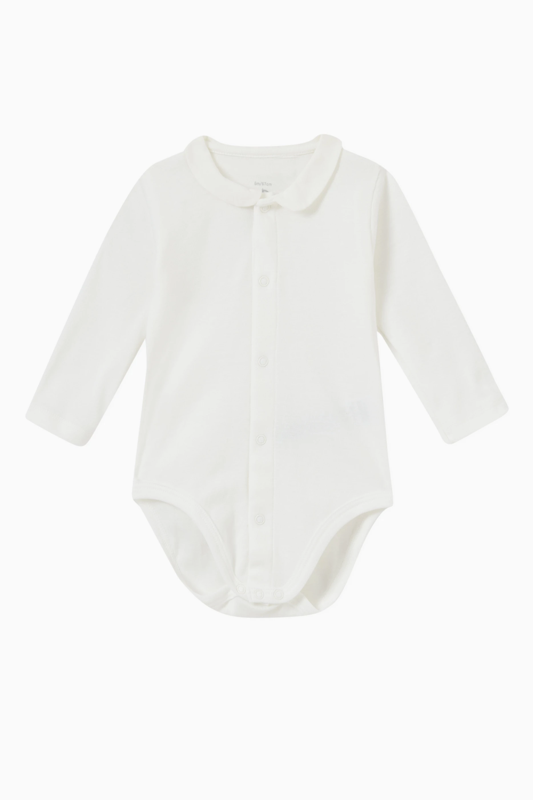 Buy White Collar Bodysuit in Organic Cotton for Baby Boys in UAE