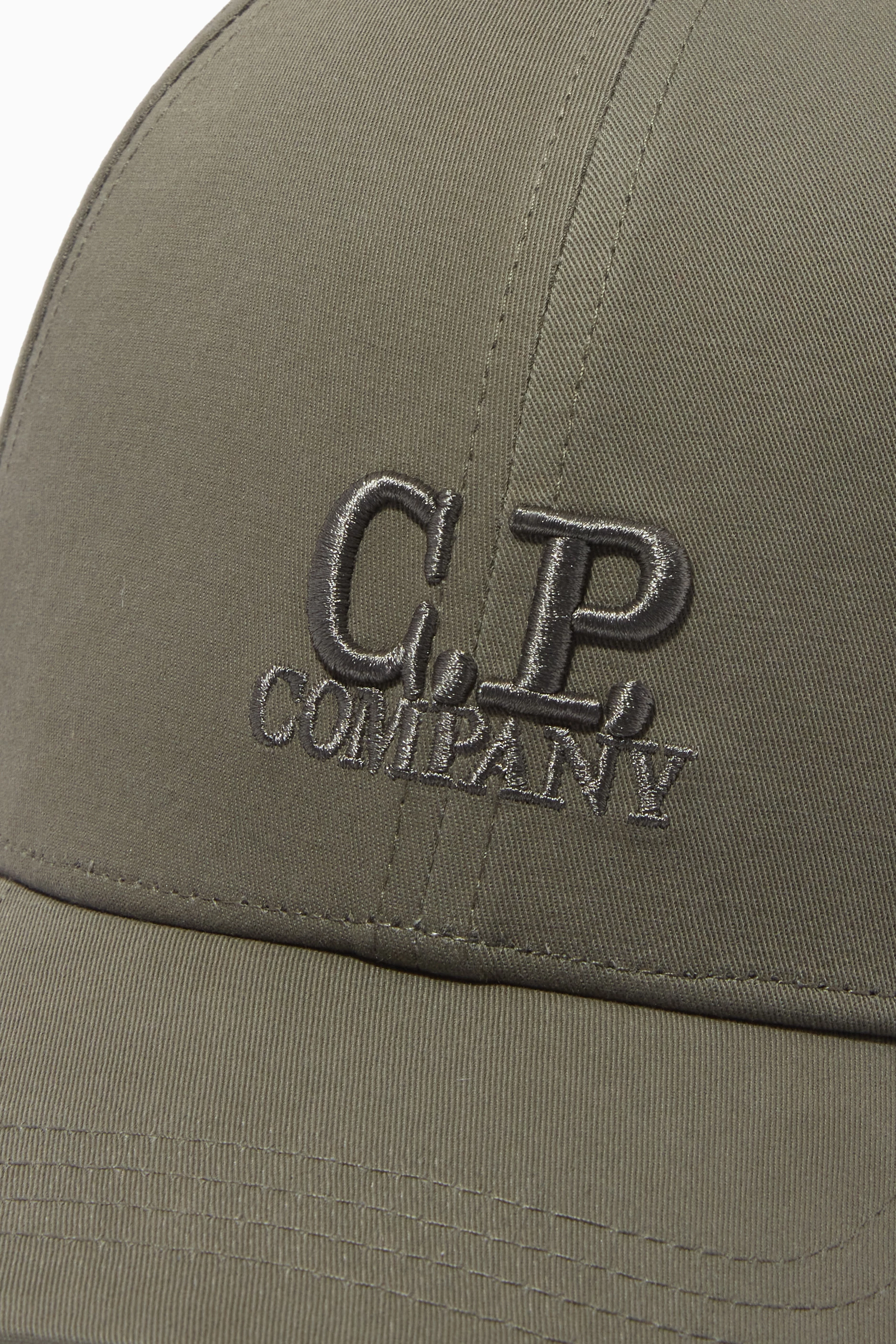 Buy C.P. Company Green Logo Baseball Cap in Cotton Gabardine for