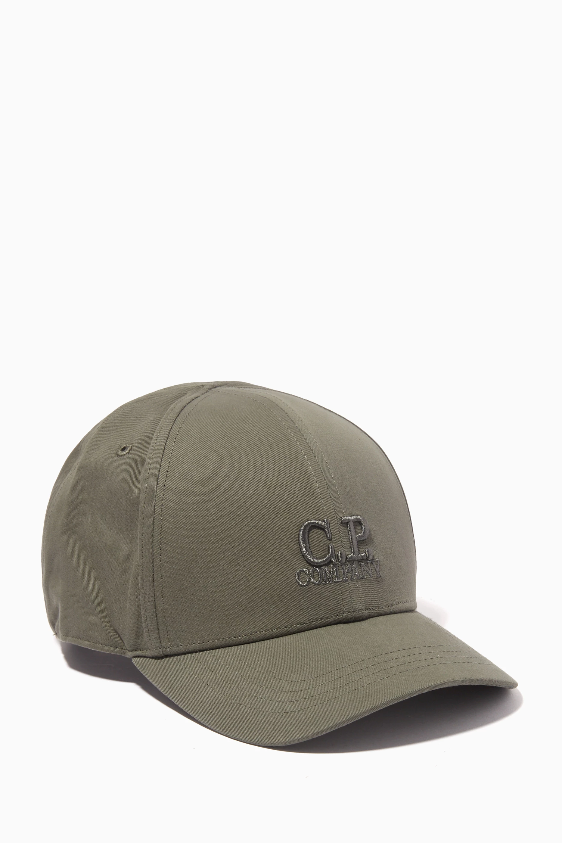 Buy C.P. Company Green Logo Baseball Cap in Cotton Gabardine for