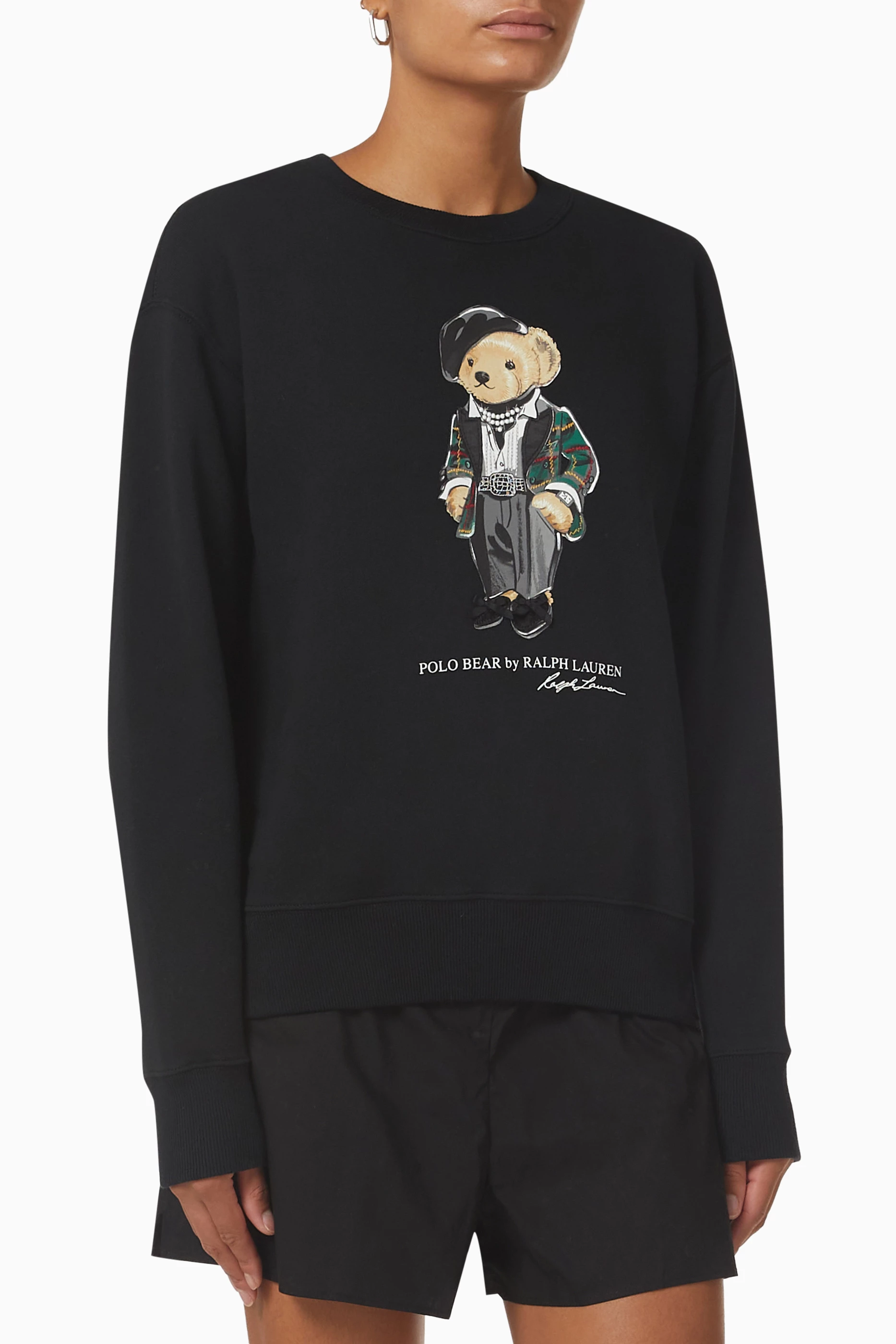 Buy Polo Ralph Lauren Black Plaid Tuxedo Polo Bear Sweatshirt in  Cotton-blend for WOMEN in UAE | Ounass