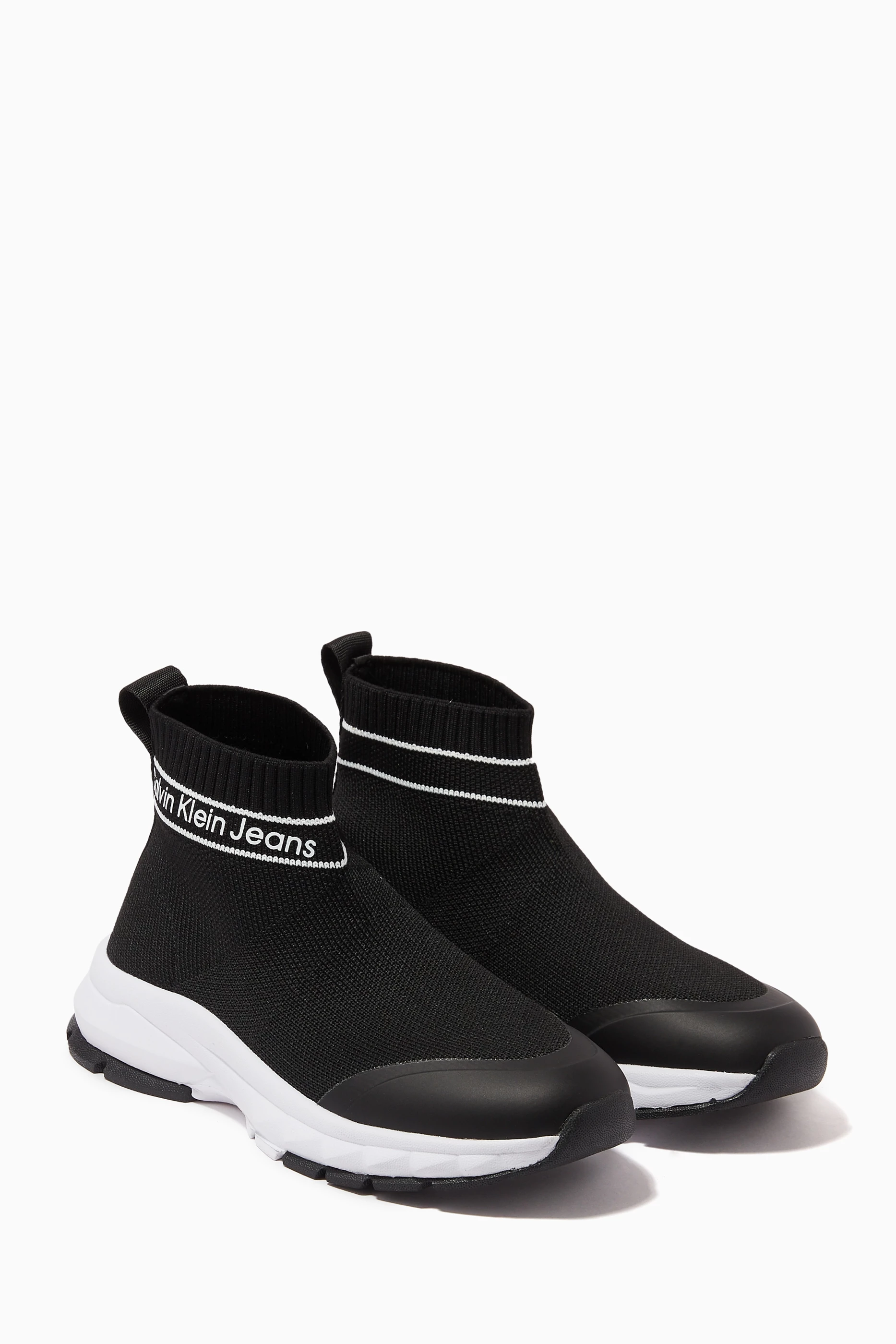 Buy Calvin Klein Black Sock High top Sneakers in Stretch Fabric for Boys in UAE Ounass