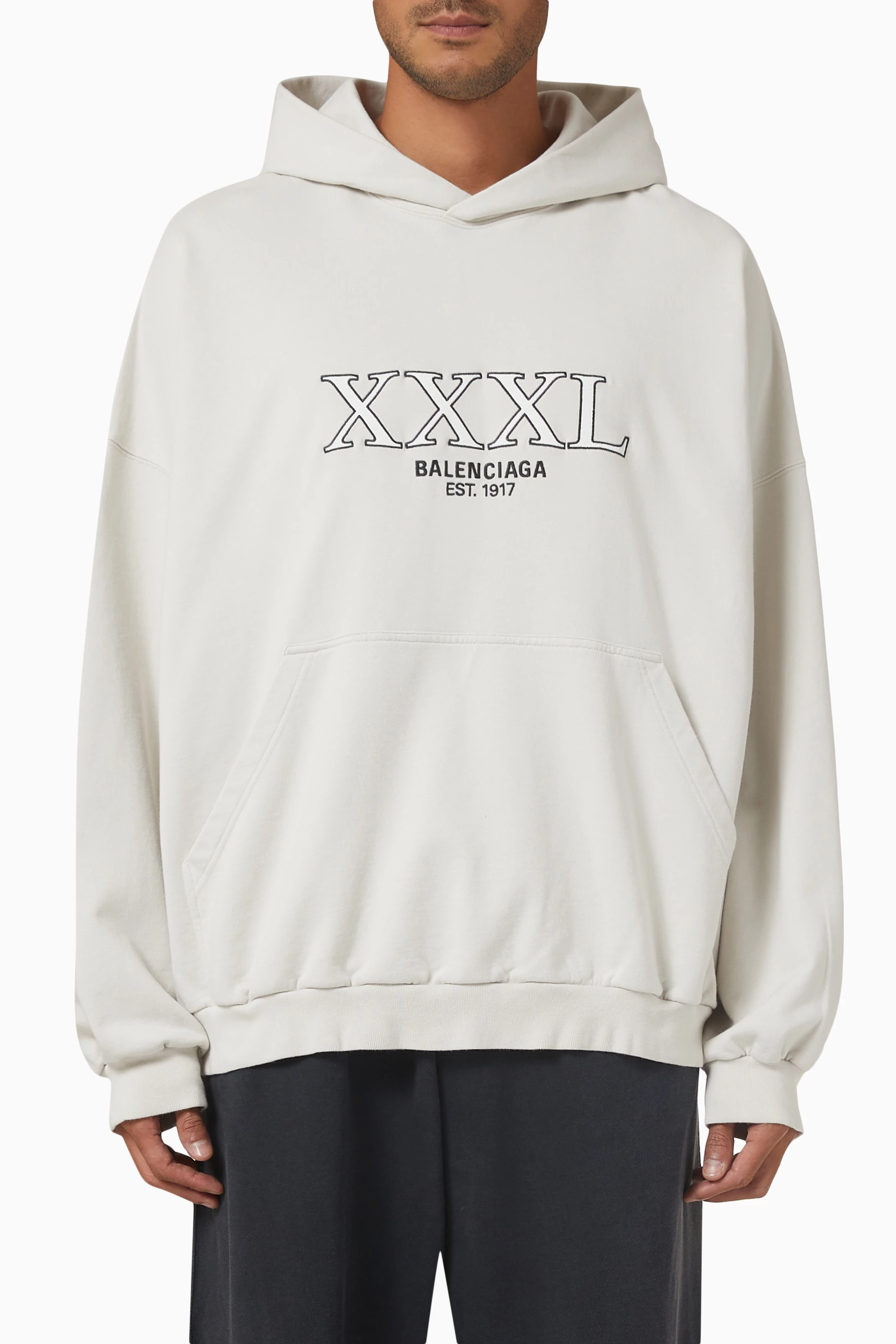 Buy Balenciaga Neutral Logo Large Fit Hoodie in Cotton Fleece for Men in UAE Ounass