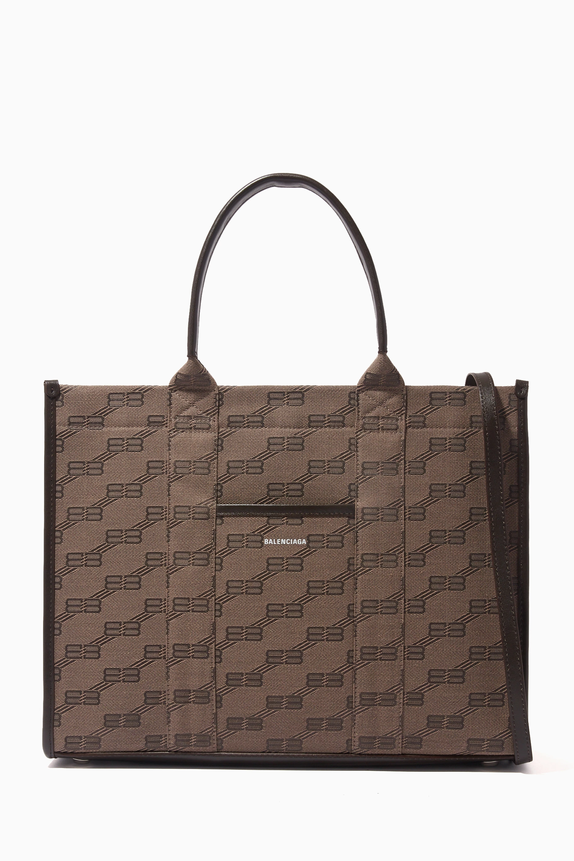 Buy Balenciaga Brown Hardware 2.0 Medium Tote Bag in BB Monogram Canvas Leather for Women in UAE Ounass