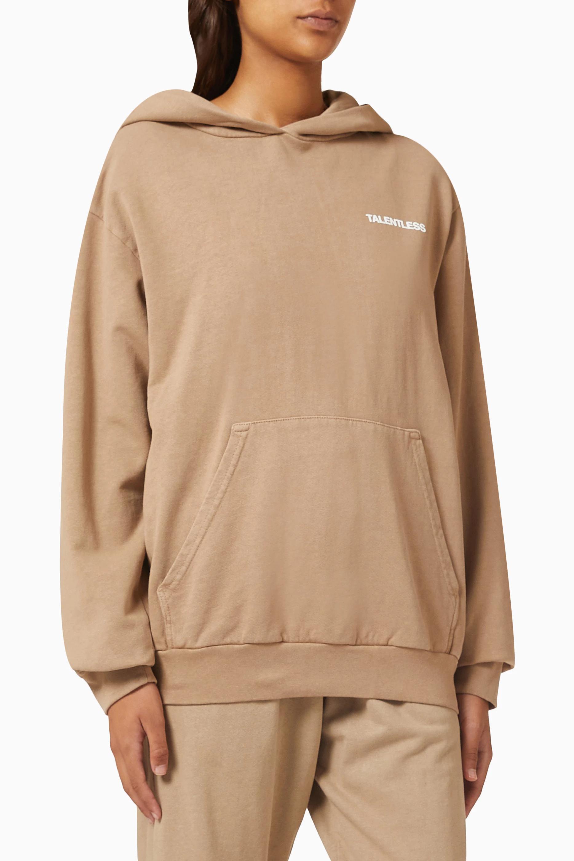 Buy Talentless Brown Lightweight Hoodie in Cotton Fleece for Women
