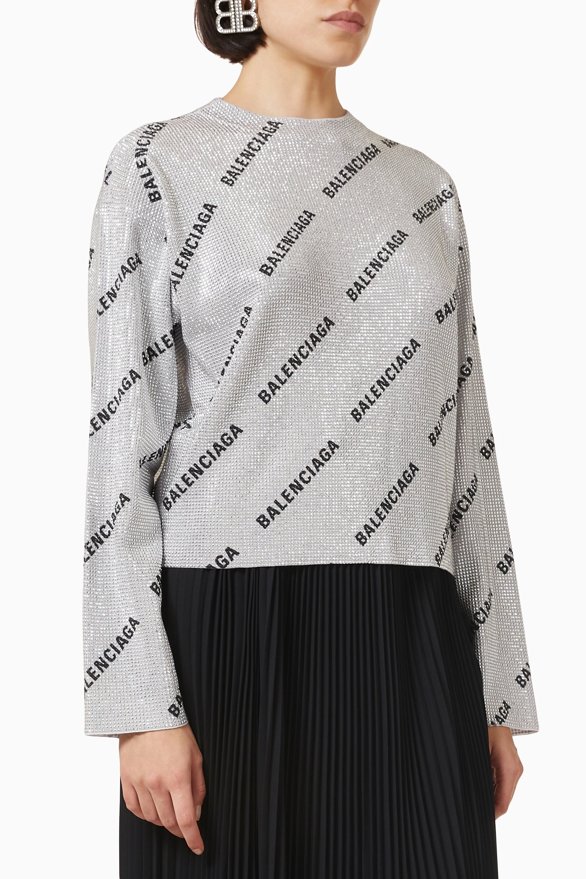 Balenciaga sweater womens silver clearance