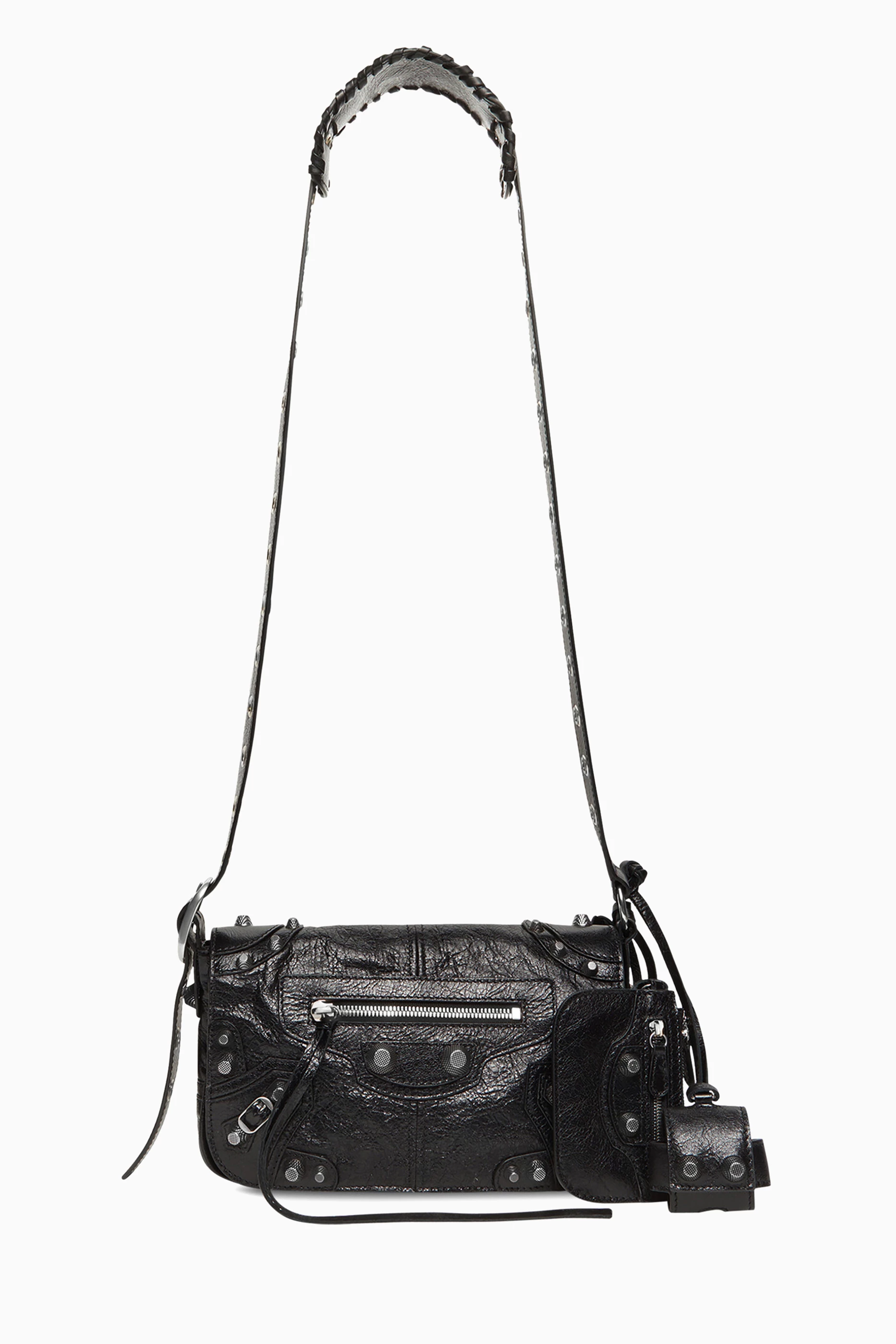 Buy Balenciaga Black Le Cagole XS Flap Bag in Arena Lambskin for