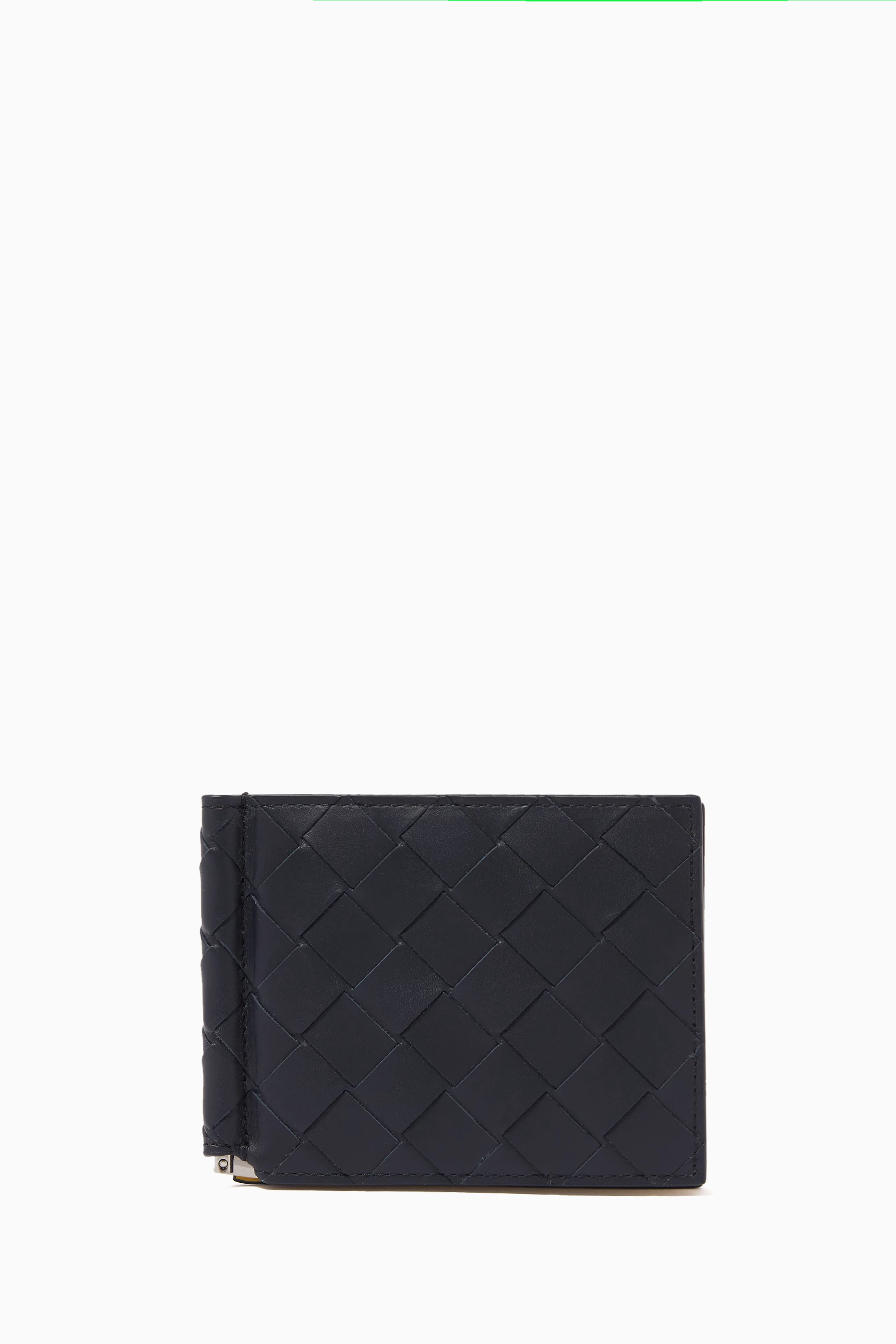 Buy Bottega Veneta Blue Bi fold Wallet in Intrecciato Calfskin for Men in UAE Ounass