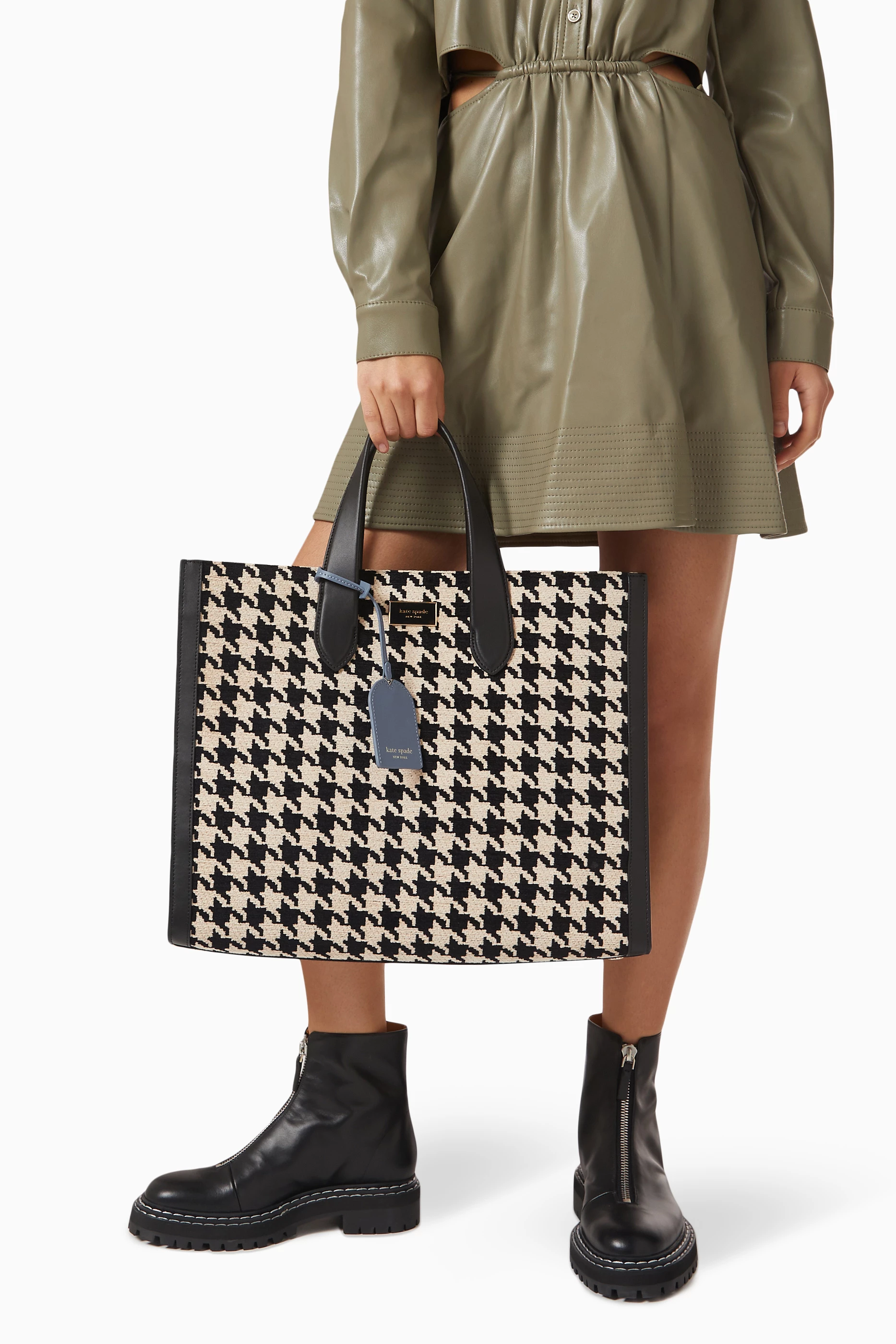 kate spade, Bags, Kate Spade New York Manhattan Houndstooth Chenille Large  Tote Influencer