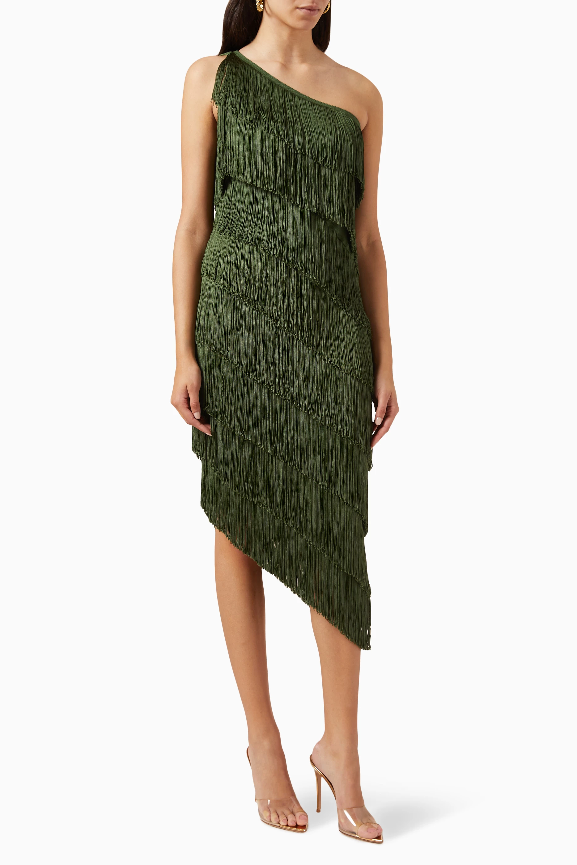 One shoulder fringe dress hotsell
