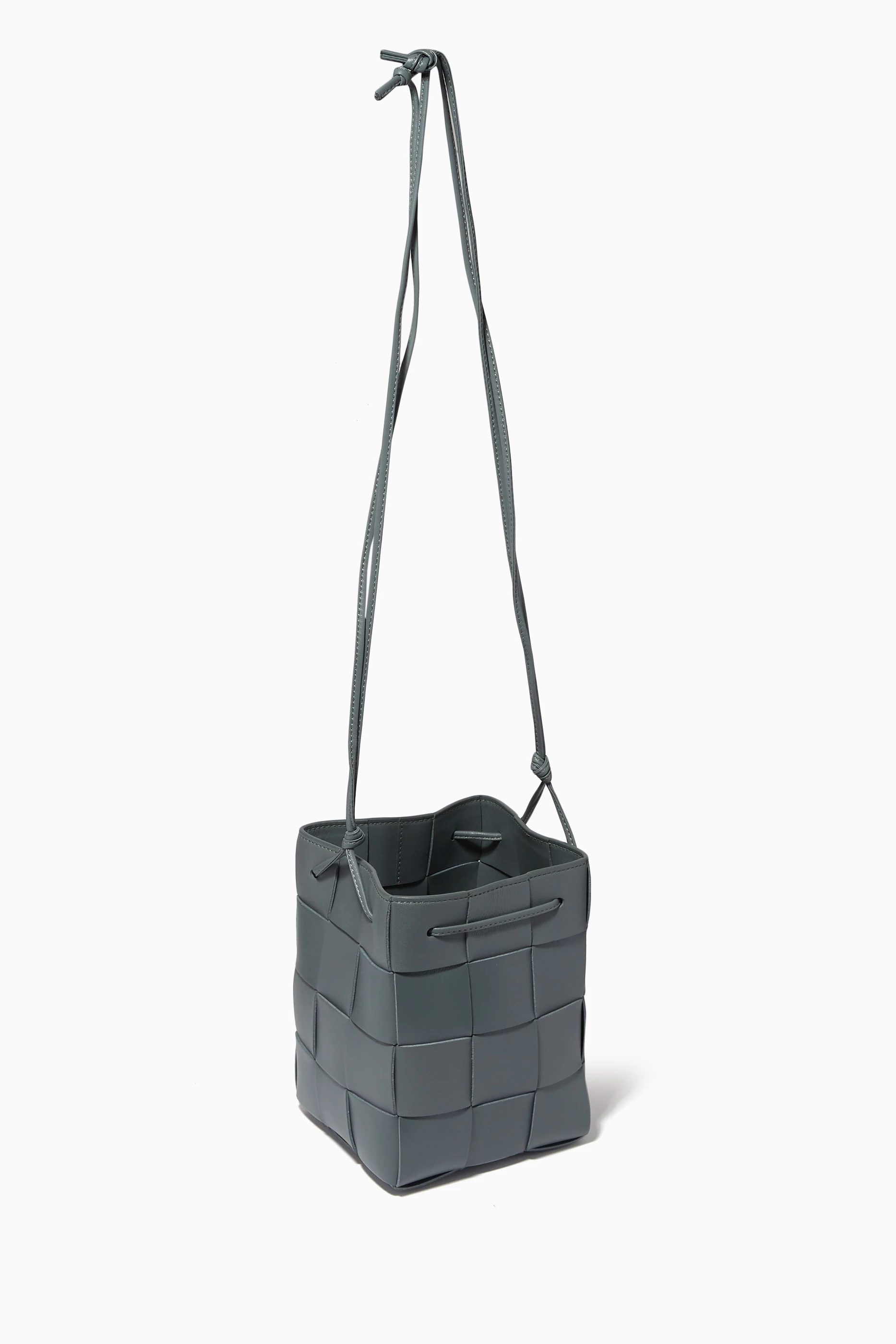 Buy Bottega Veneta Grey Mini Cassette Bucket Bag in Intrecciato