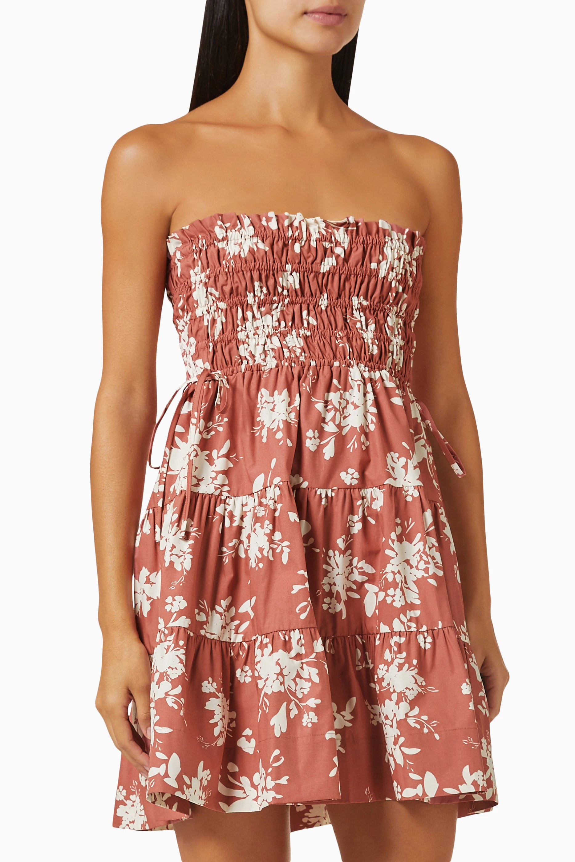 Orange on sale strapless dress