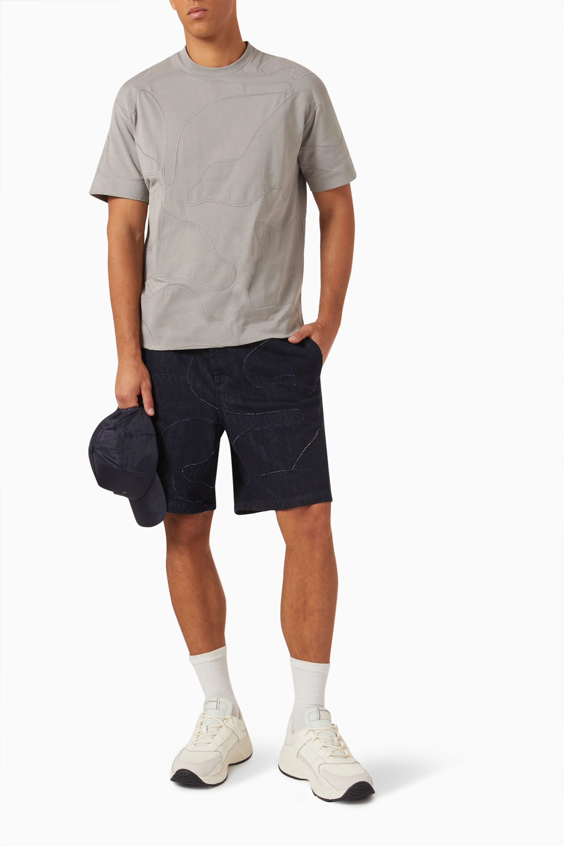 Buy Emporio Armani Blue Shorts in Denim for Men in UAE Ounass