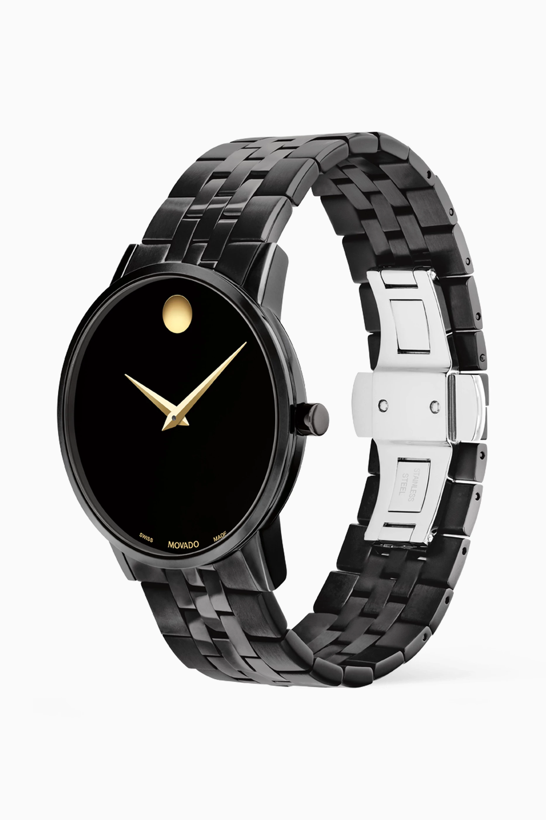 Buy Movado Black Museum Classic Quartz Stainless Steel Watch 40mm