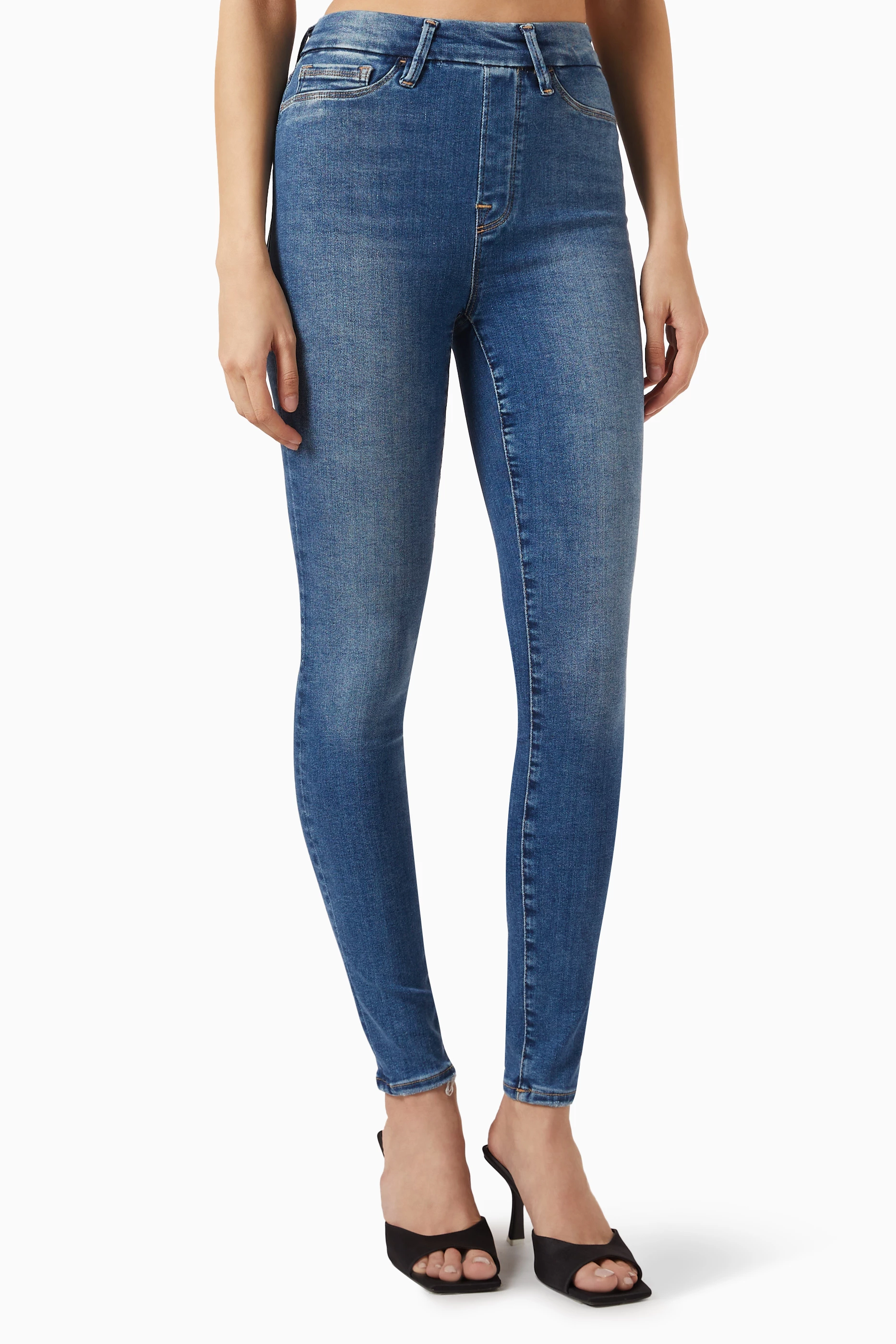 Buy Good American Blue High waisted Skinny Jeans in Denim for