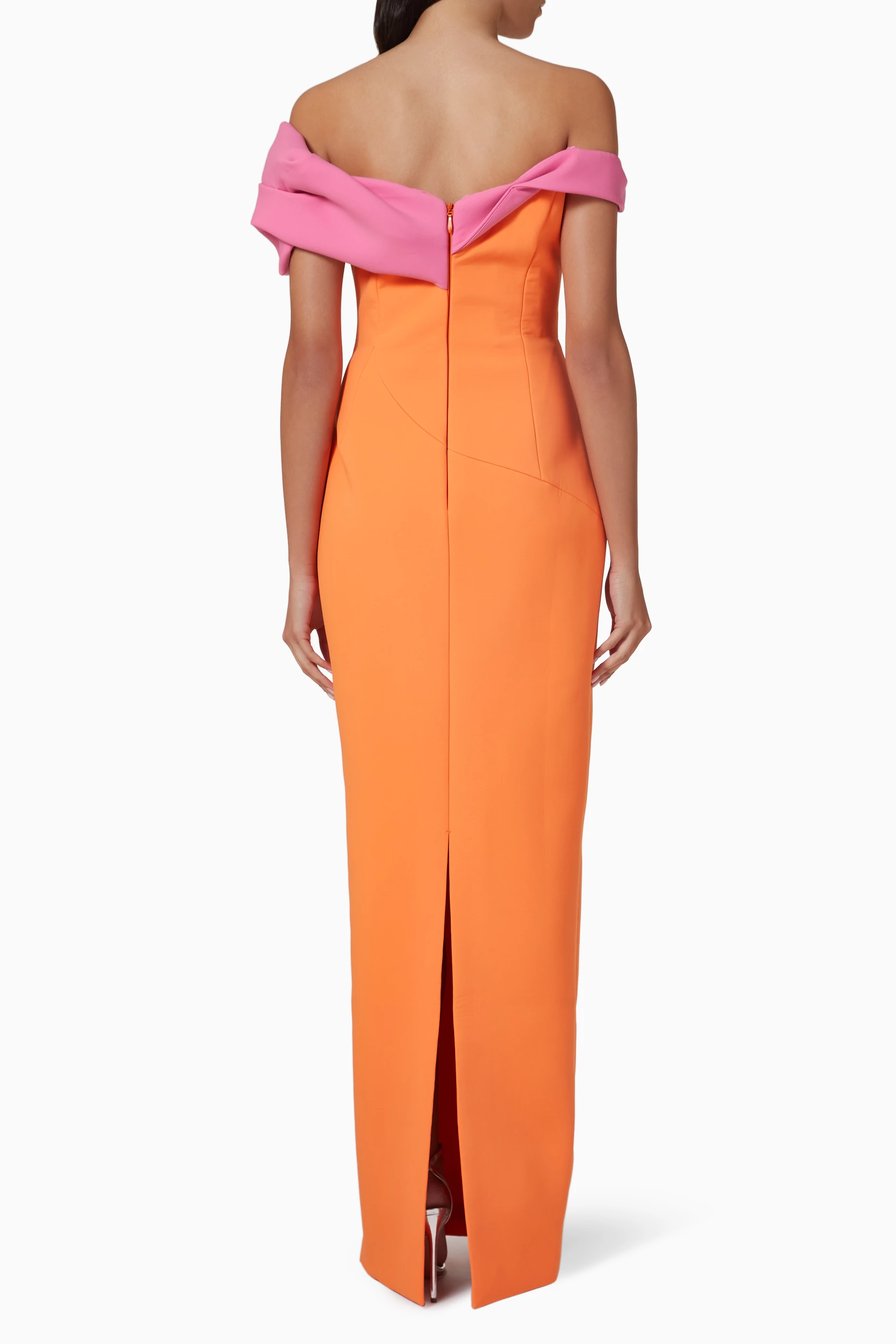 Orange off the shoulder maxi dress sale