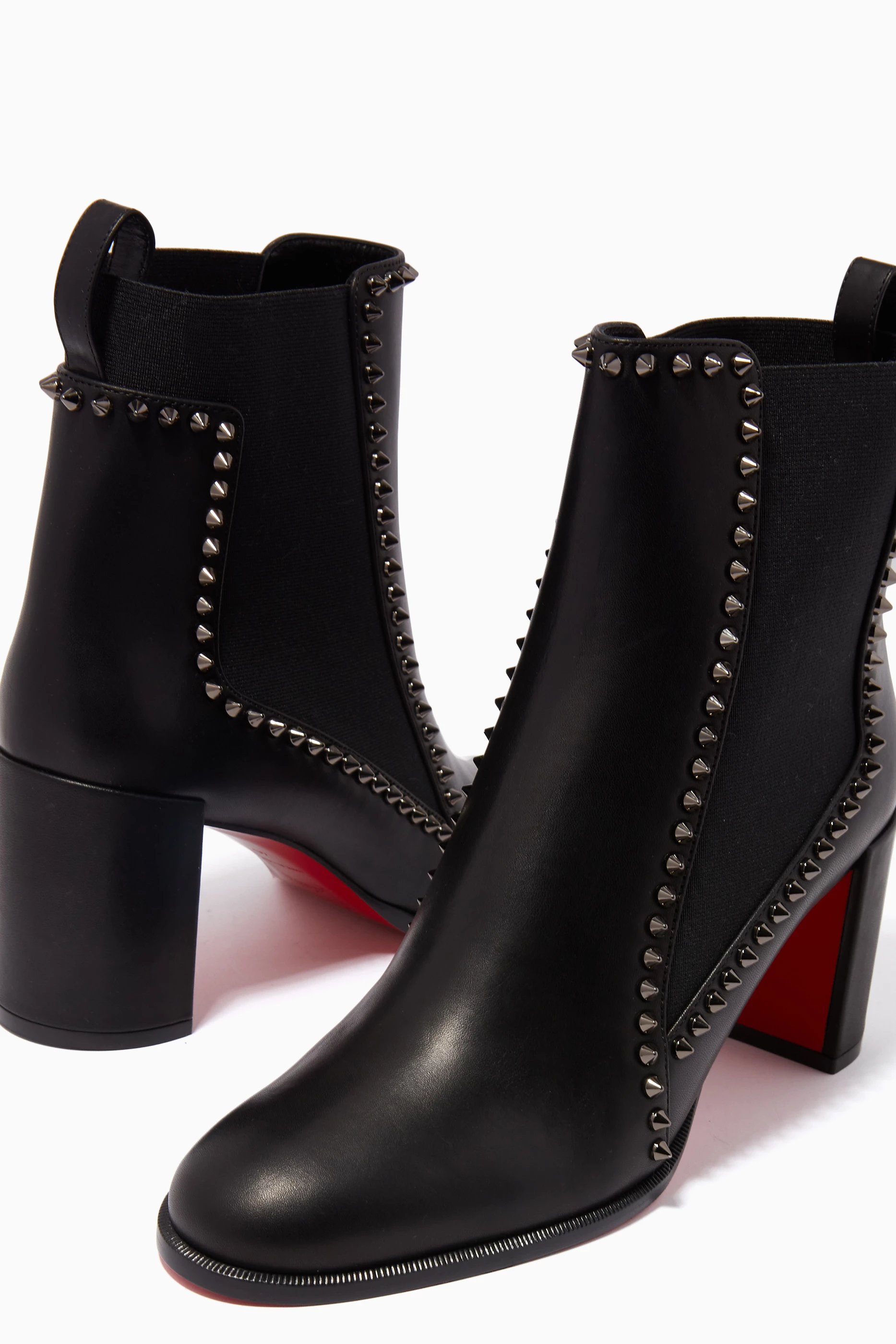 Christian Louboutin Out Line Spike Lug Leather Ankle Boots 70