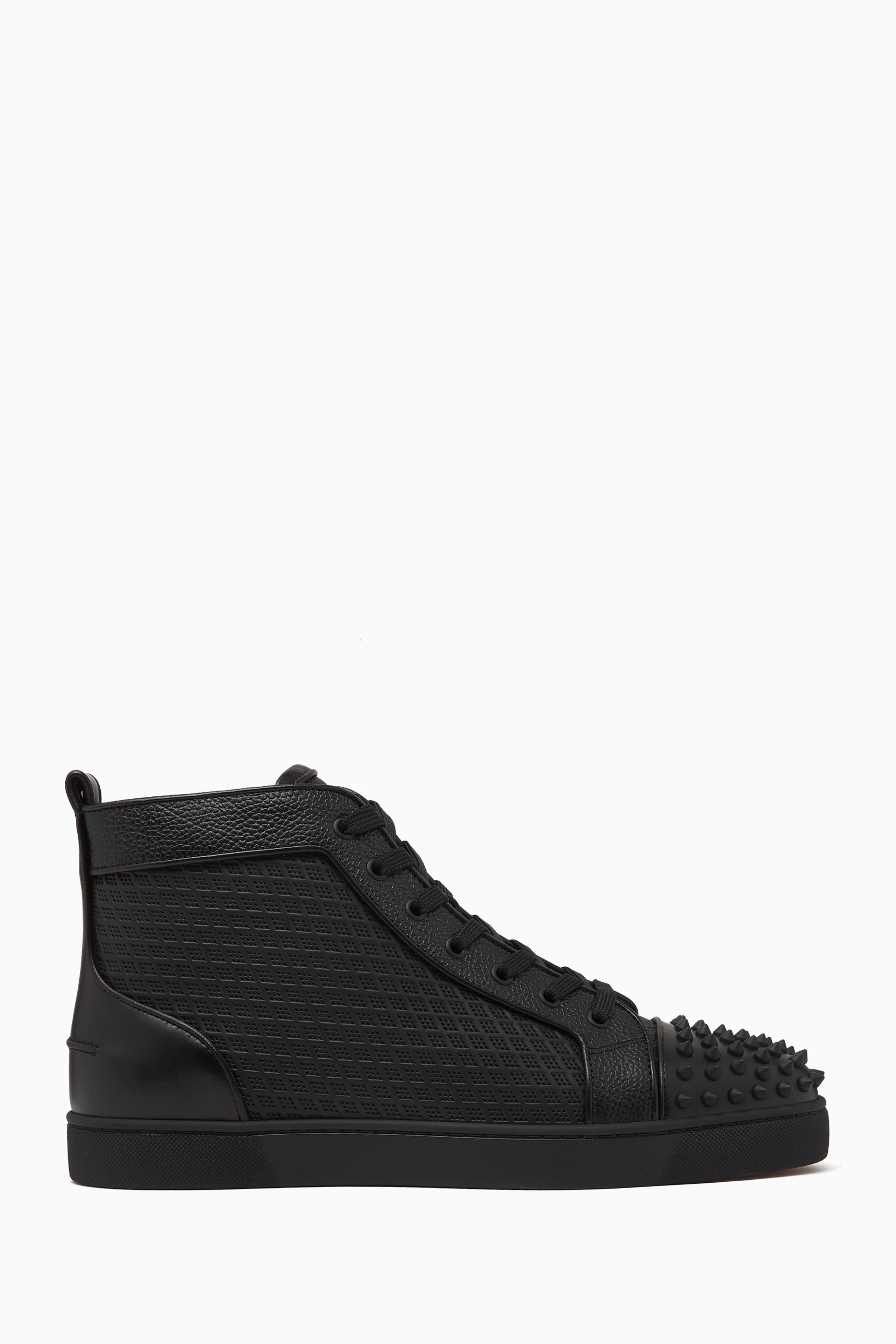 Black leather top louboutin sneakers